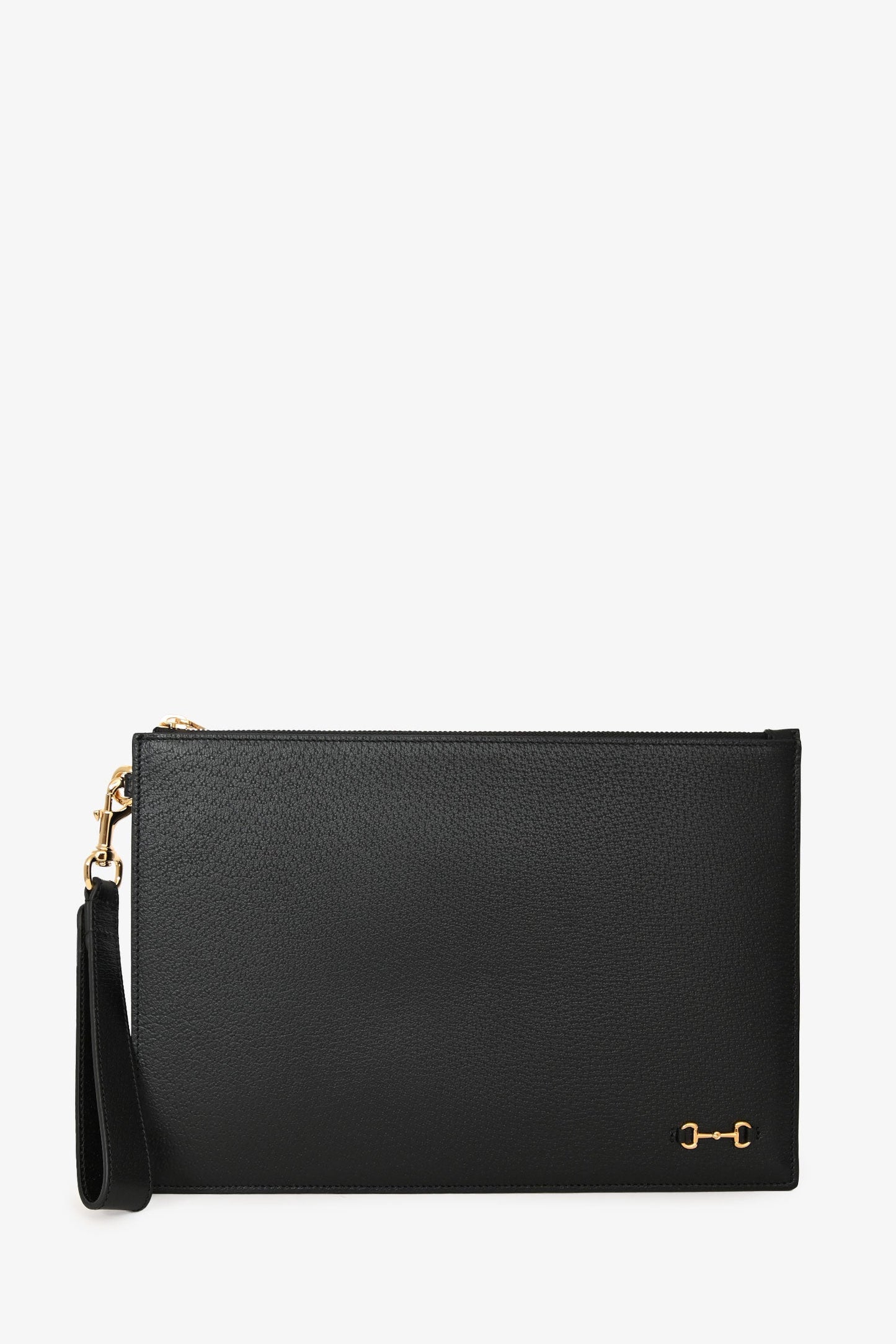 Gucci Black Leather Horsebit 1955 Zip Pouch