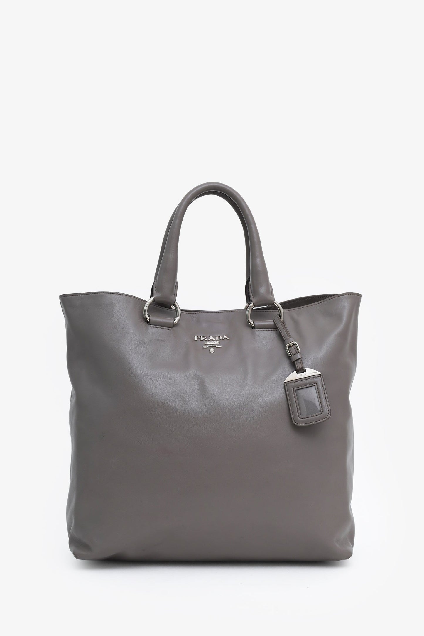 Prada Grey Soft Calf Leather 'Bauletto' Crossbody Bag