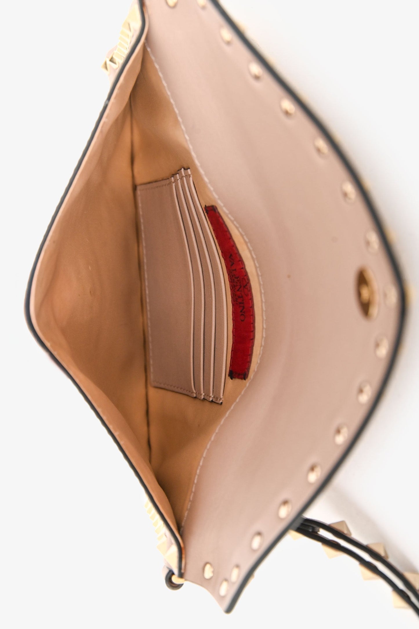 Valentino Beige Leather Rockstud Envelope Clutch