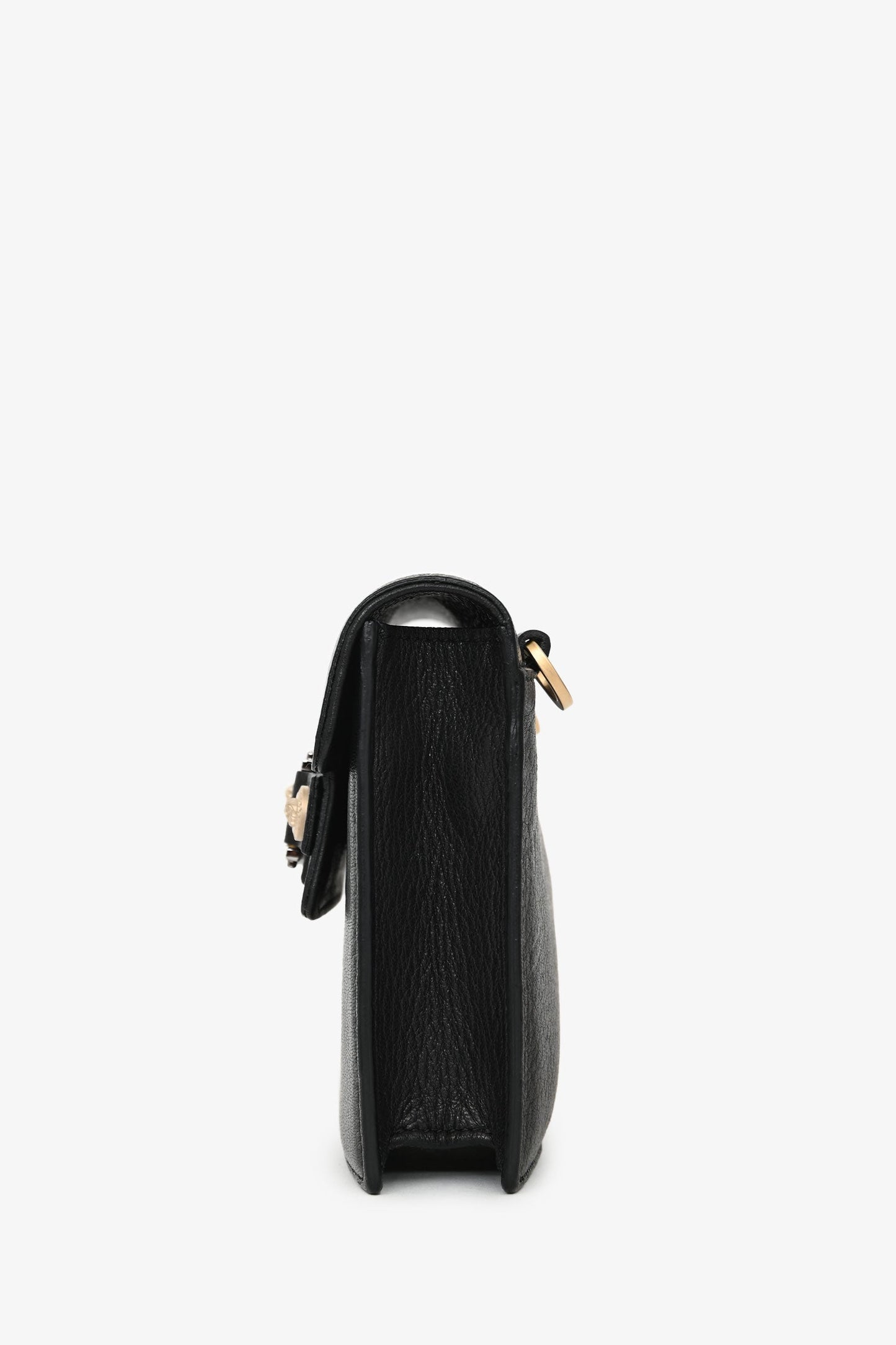 Versace Black Leather Medusa Flap Crossbody Bag