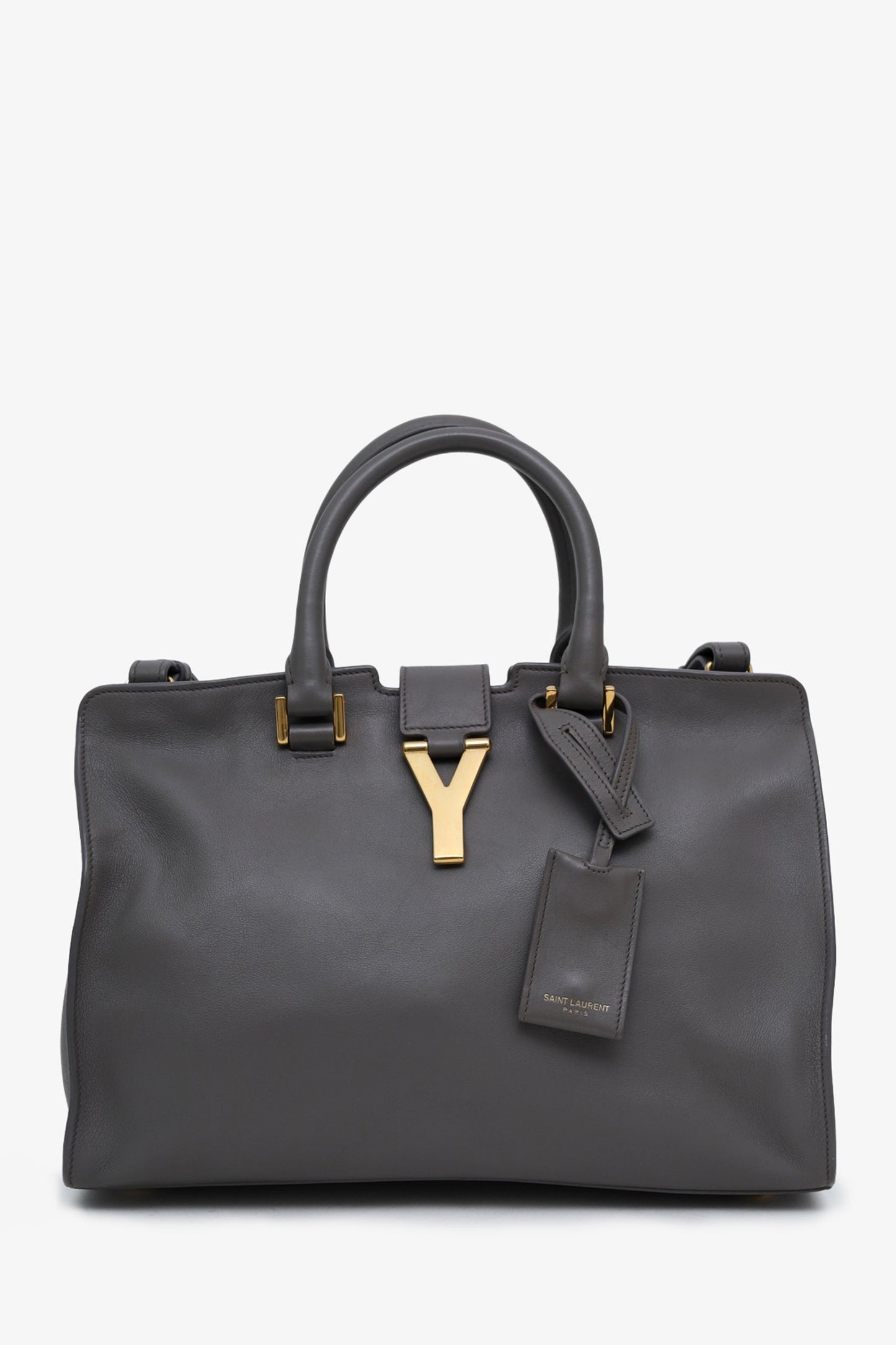 Saint Laurent Grey Leather Medium Cabas ChYc Bag With Strap