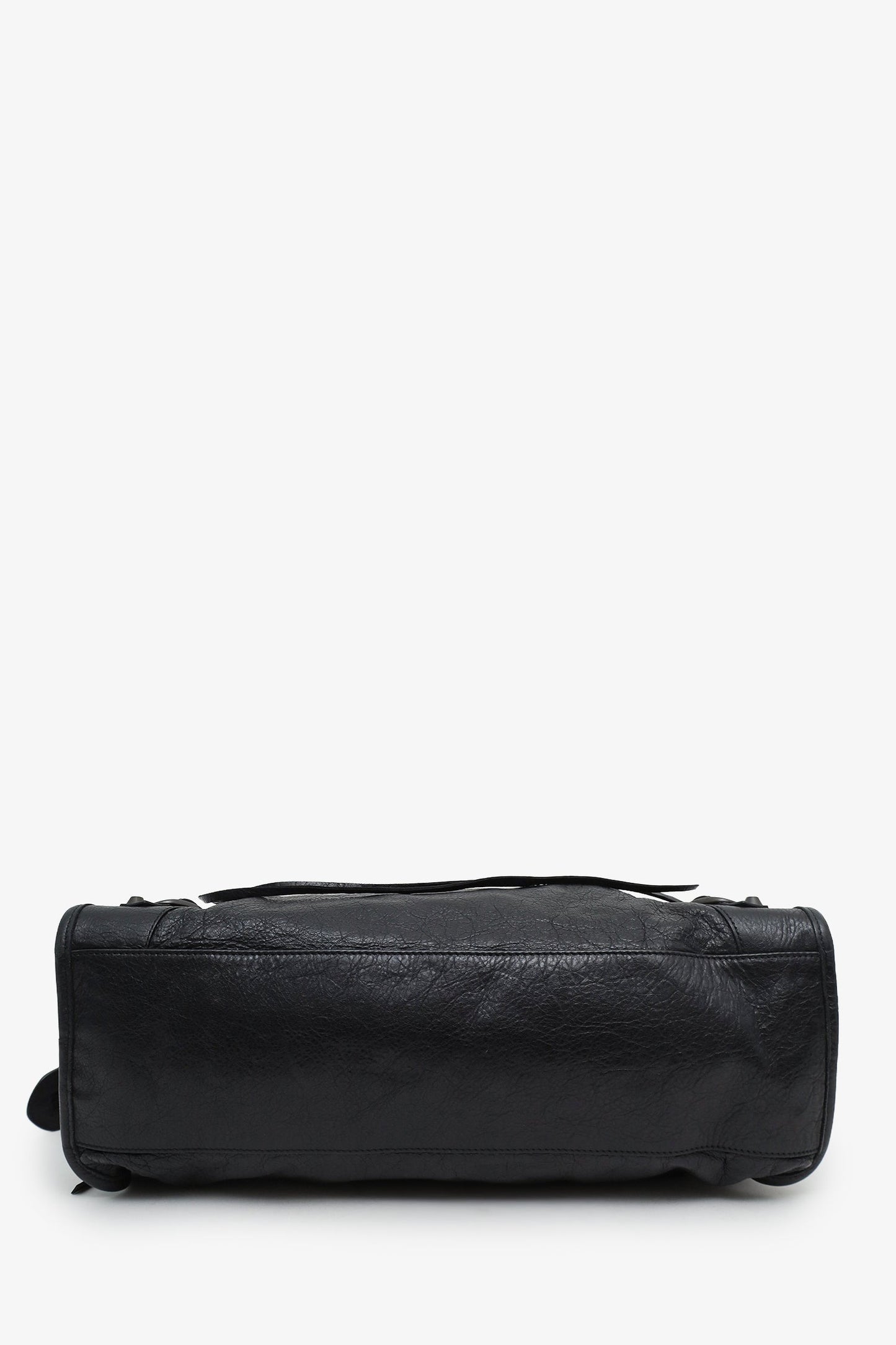 Balenciaga Black Leather Classic Motocross Small City Bag with Strap