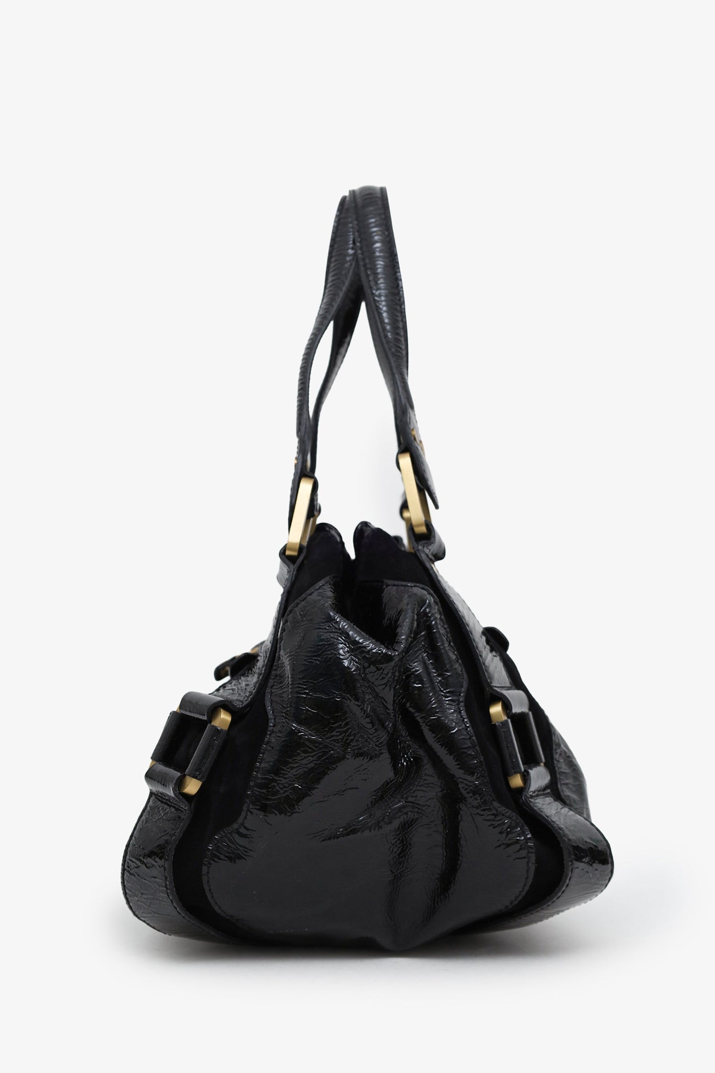 Jimmy Choo Black Patent Leather Mahala Shoulder Bag