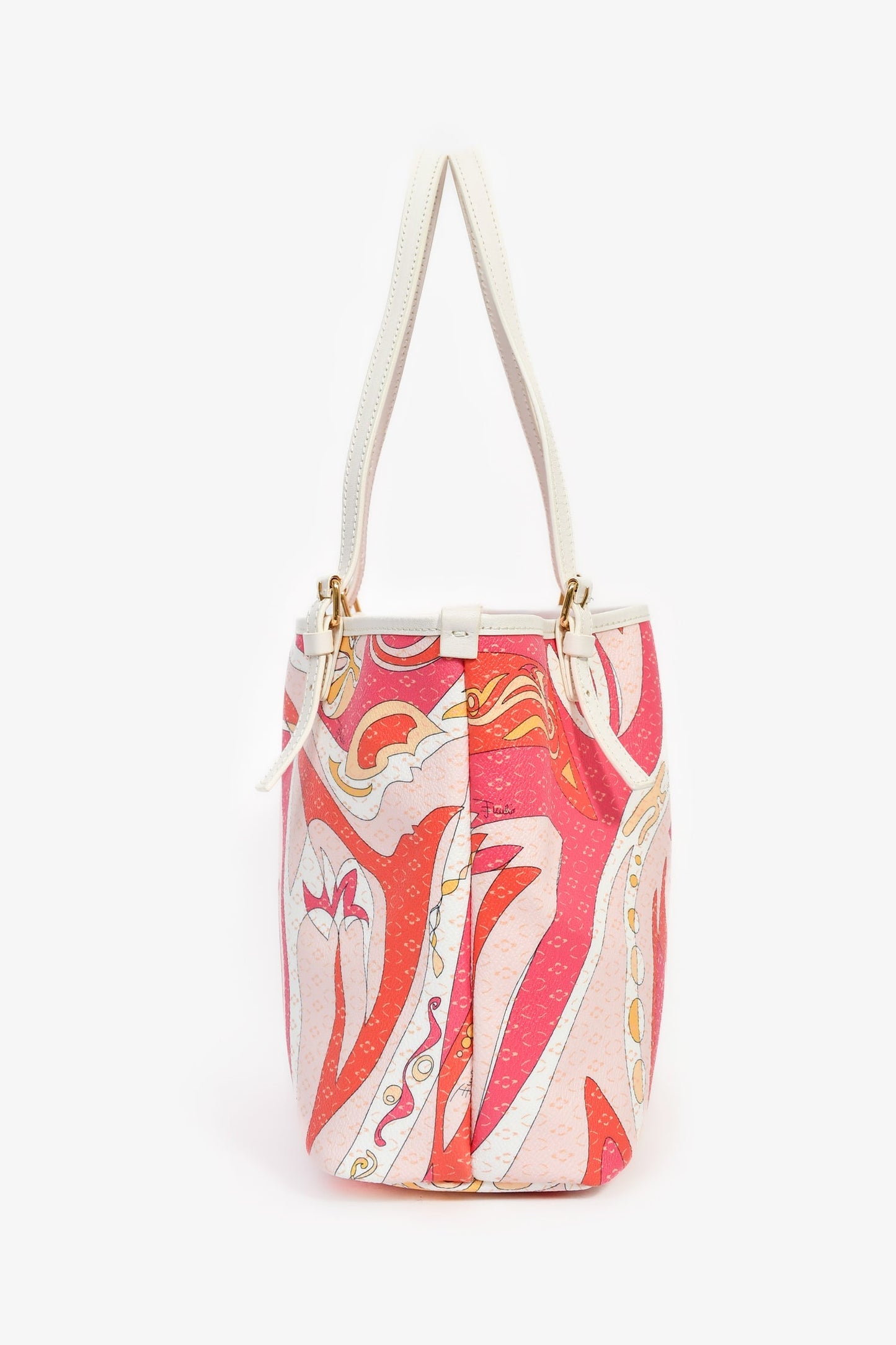 Emilio Pucci Pink Coated Canvas Leather Trimmed Small Tote