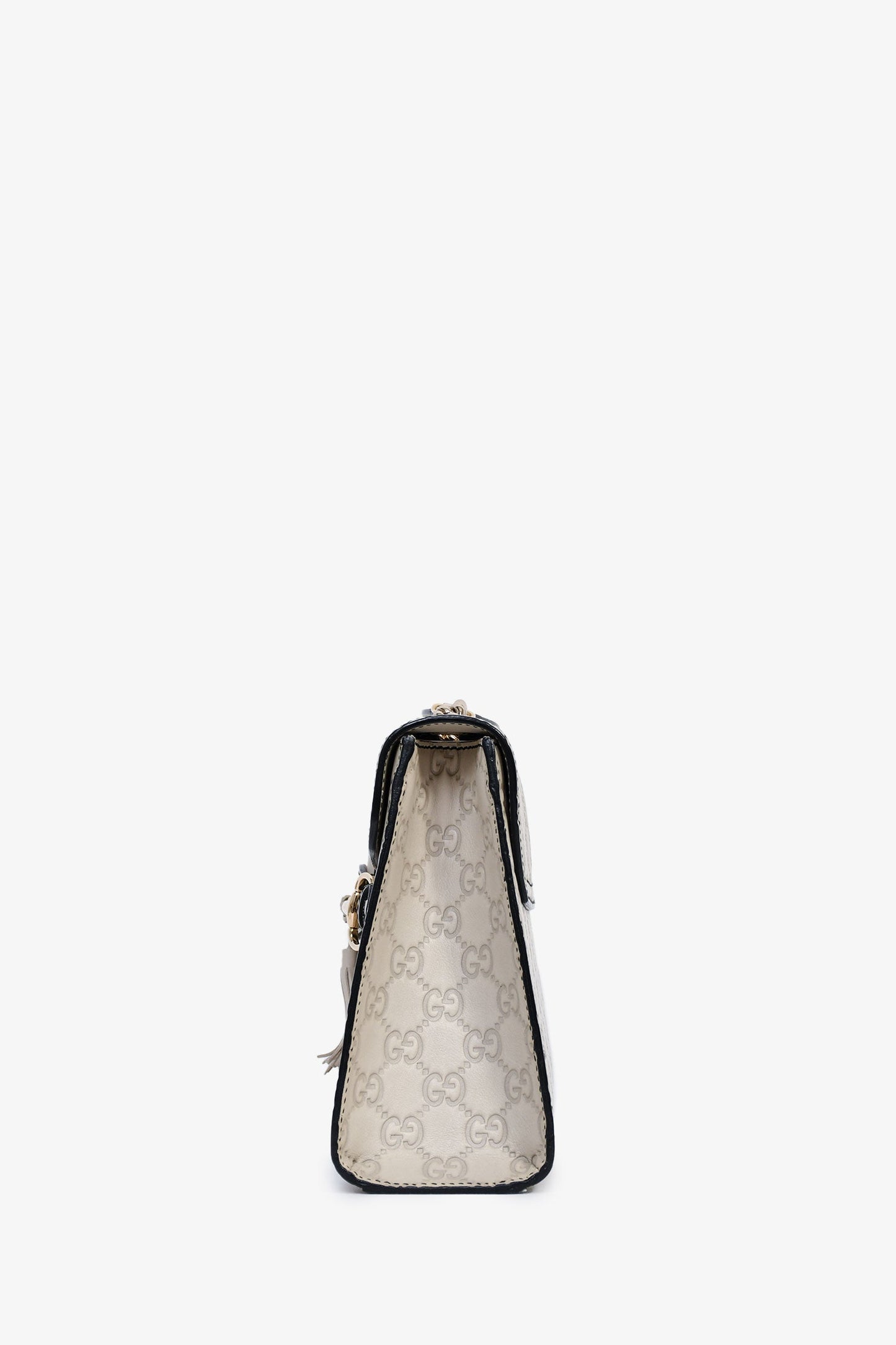 Gucci Light Grey Guccissima Leather Medium Emily Horsebit Chain Bag