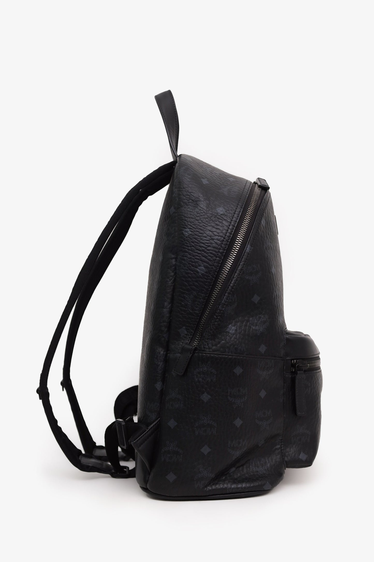 MCM Black Leather Monogram Medium Stark Backpack