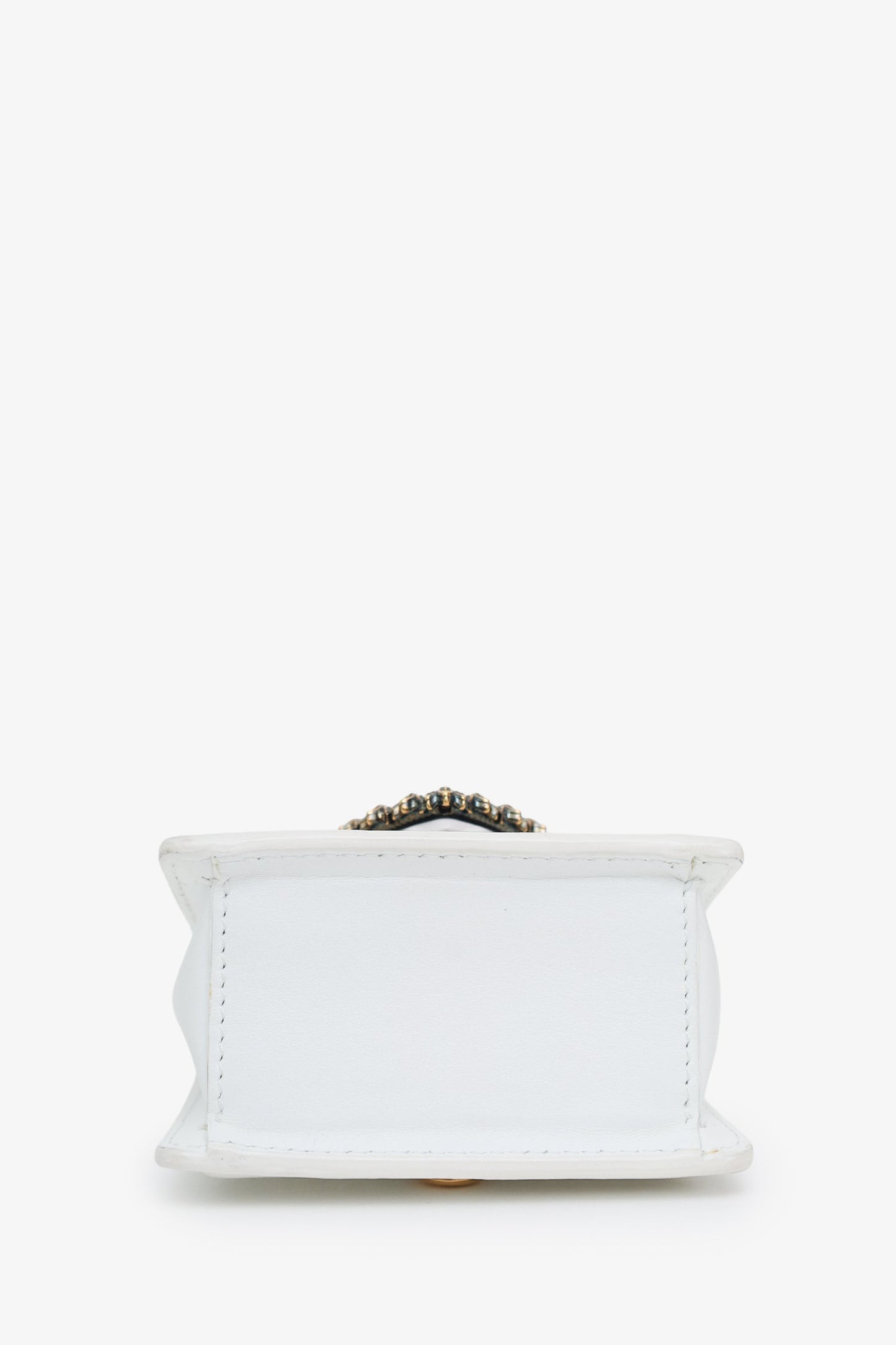 Dolce & Gabbana White Leather Micro Mini Devotion Bag With Chain Strap