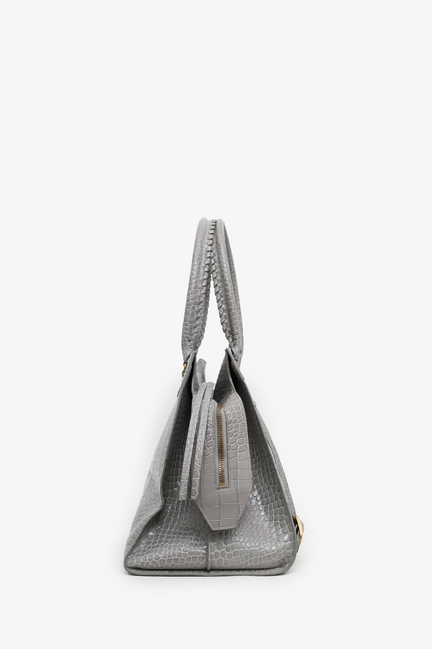 Balenciaga Grey Croc Embossed Leather Large Neo Classic Tote