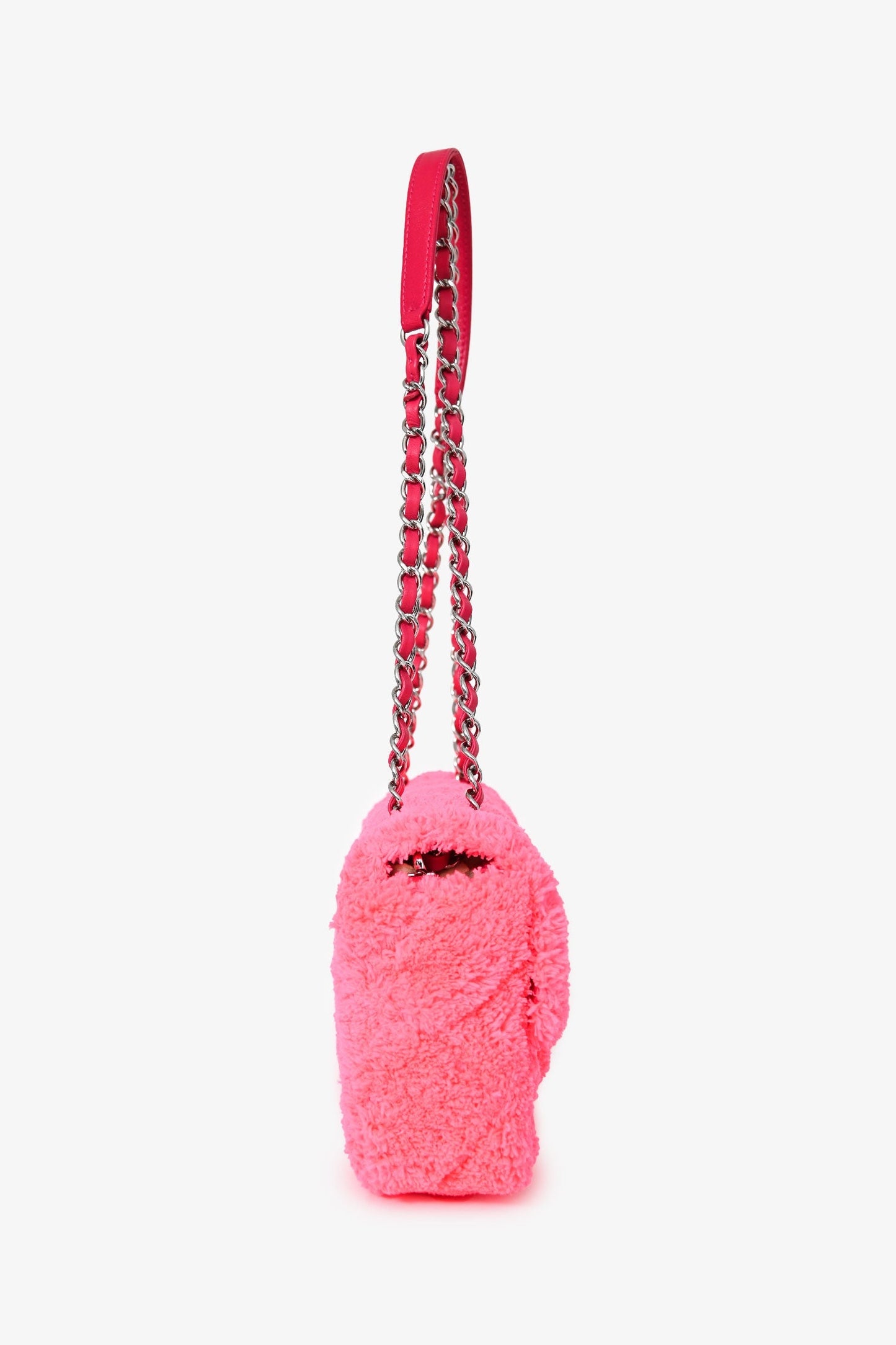 Chanel™ 2019 Neon Pink Terry Cloth Coco Beach Small Flap Bag SHW