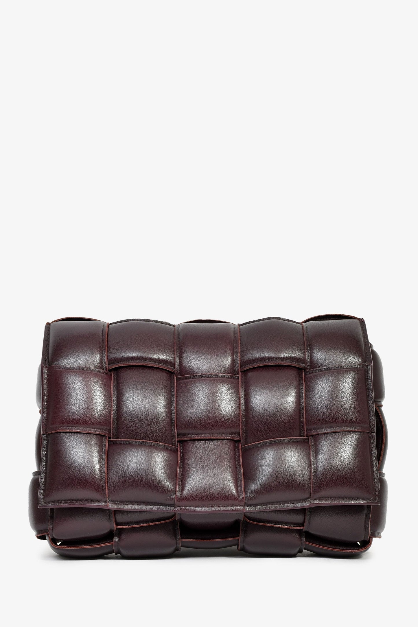 Bottega Veneta Burgundy Leather Intrecciato Padded Cassette Crossbody