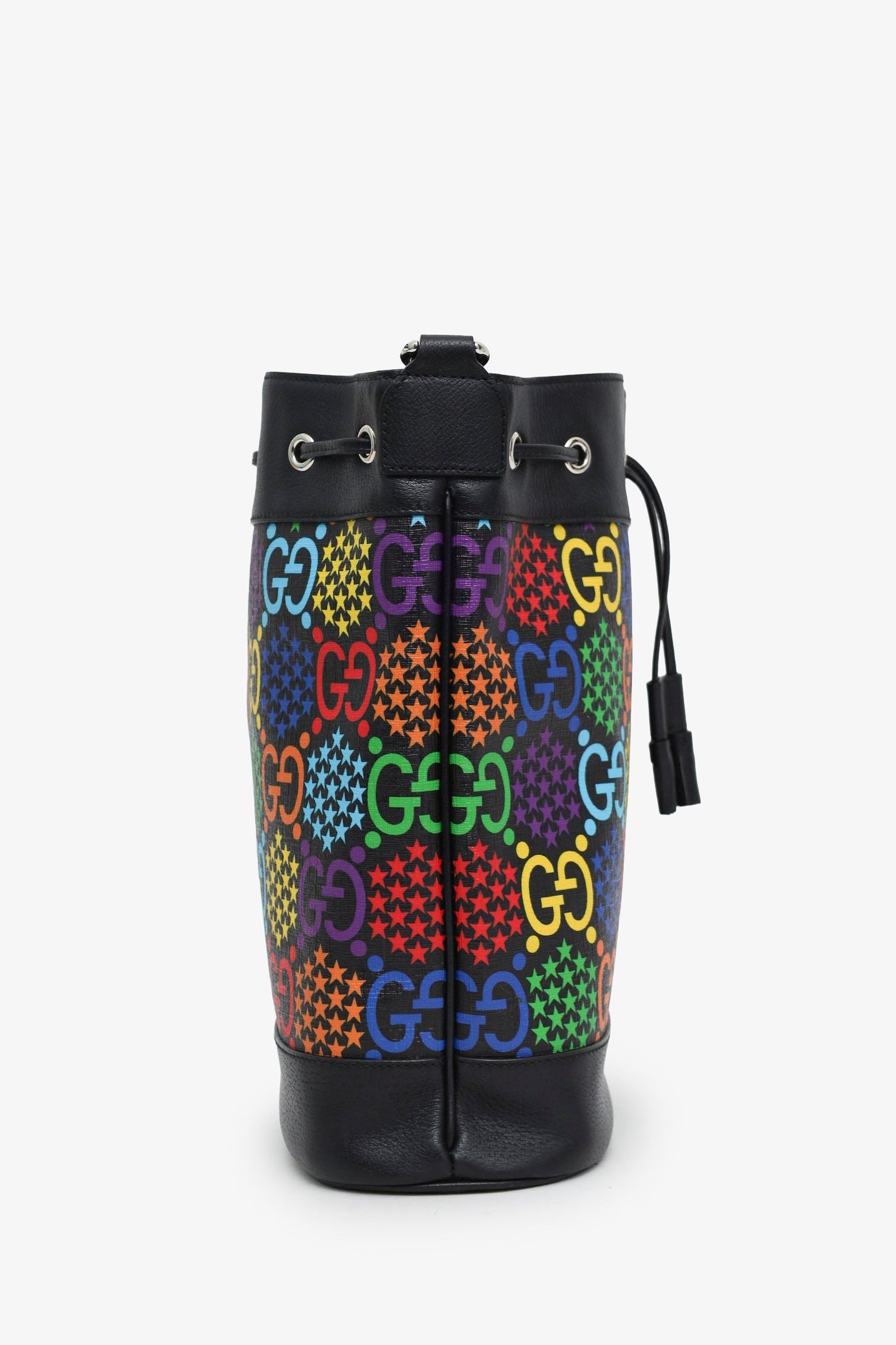 Gucci Black/Multicolour Coated Canvas GG Psychedelic Bucket Bag