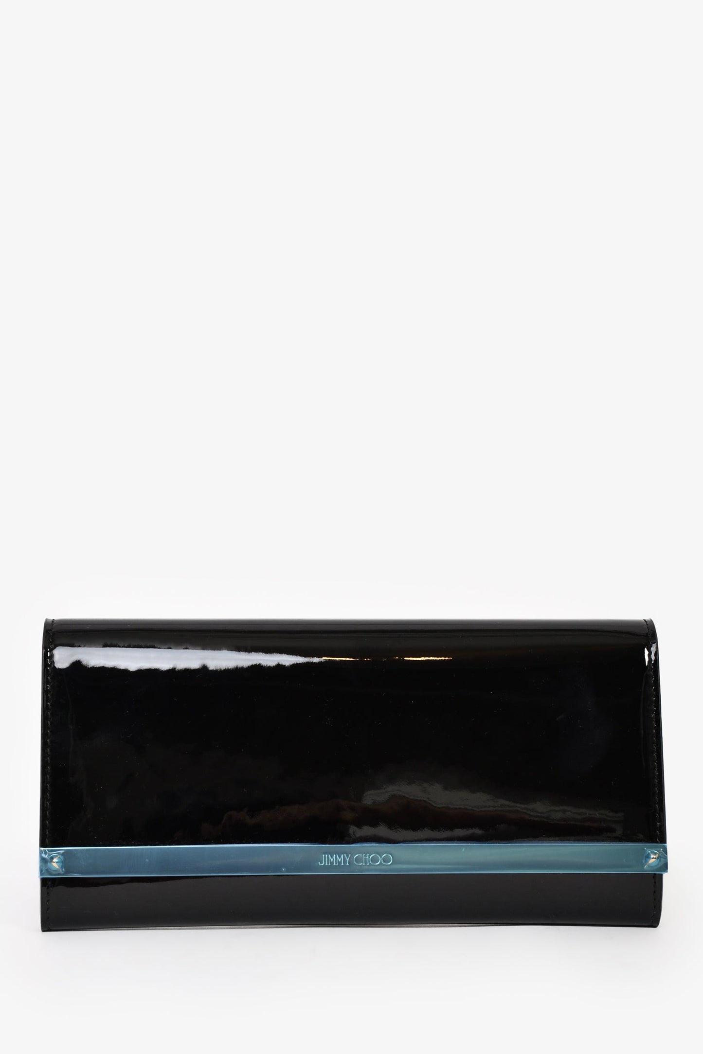 Jimmy Choo Black Patent Leather Milla Wallet on Chain