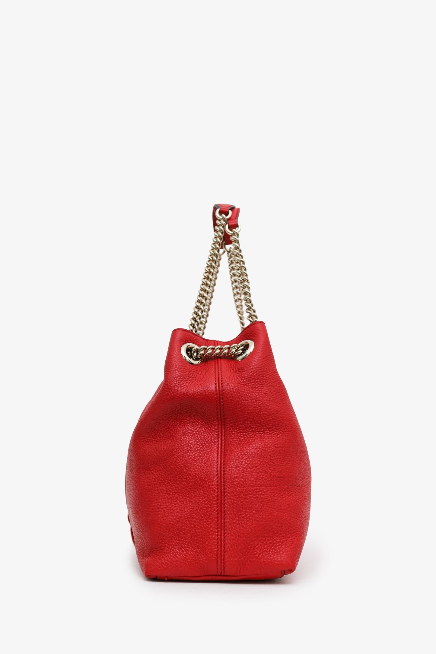 Gucci Red Leather Tassel Soho Chain Tote Bag
