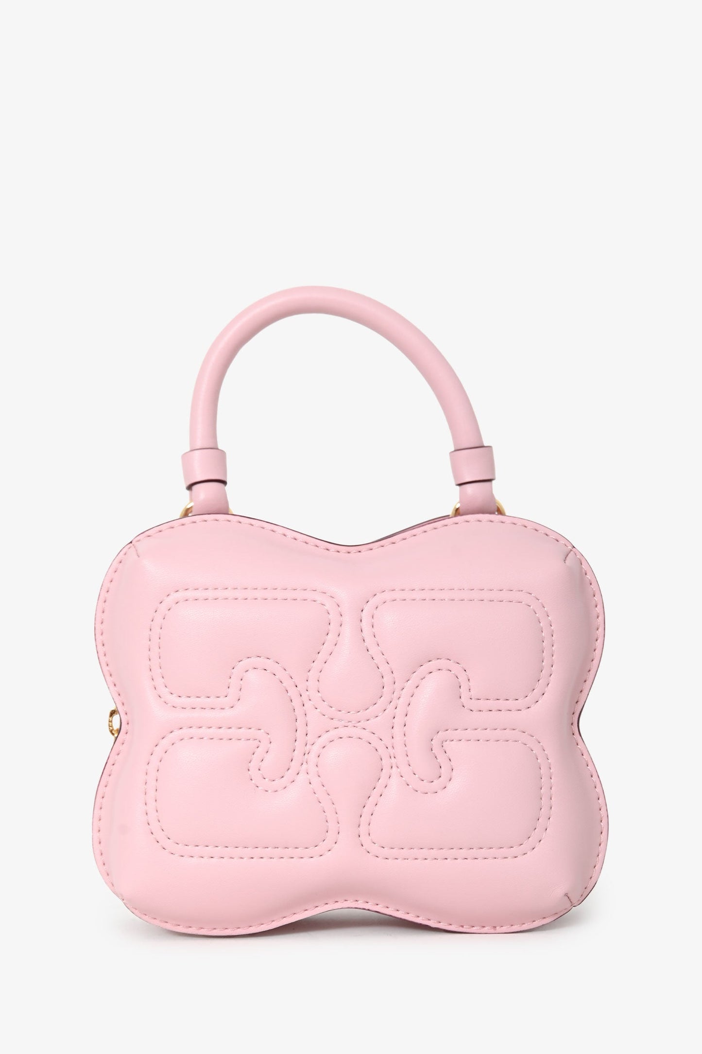 Ganni Light Pink Padded Leather Small Butterfly Crossbody