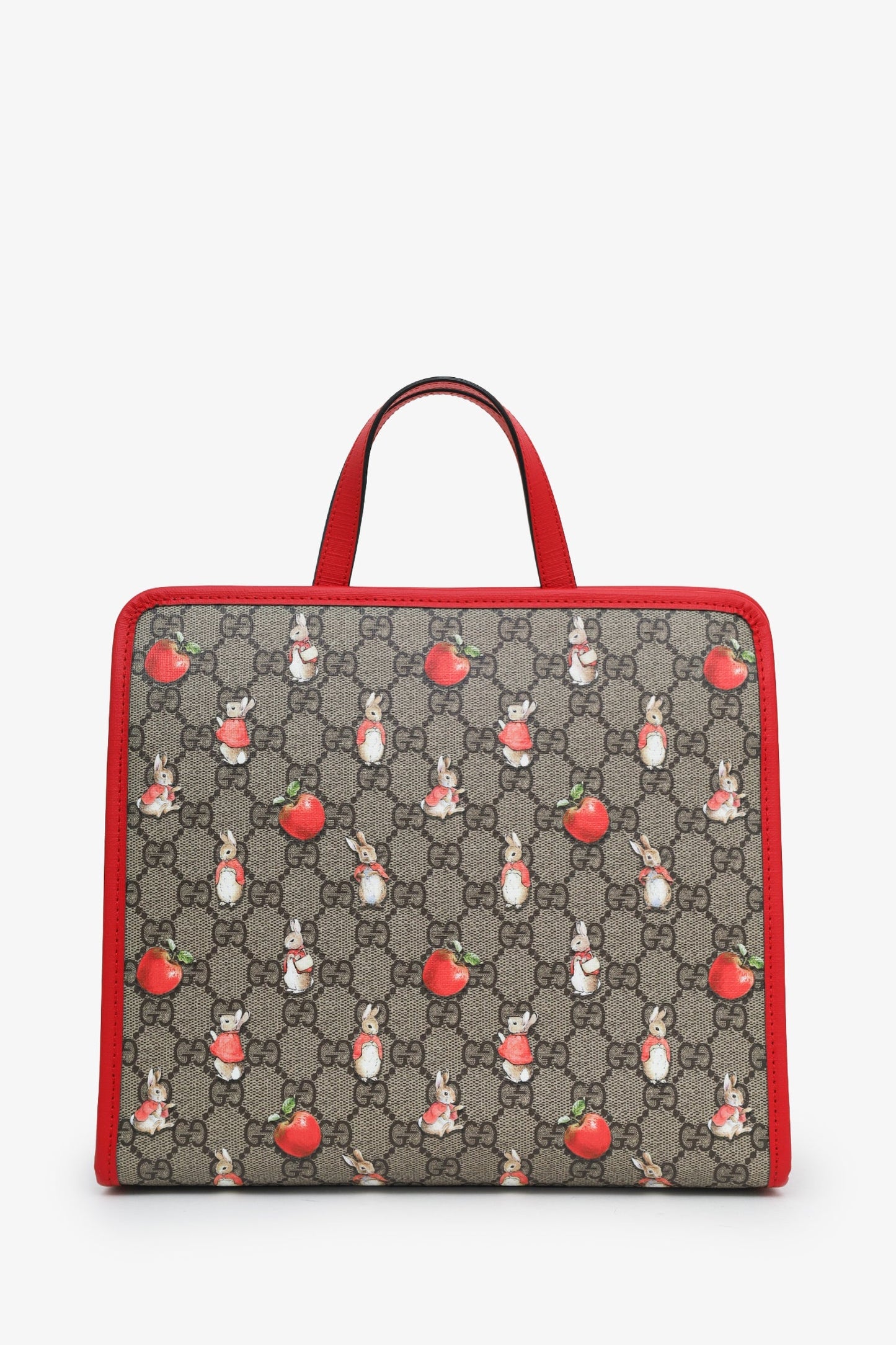 Gucci X Peter Rabbit Red/Beige GG Supreme Monogram Rabbit Apple Children Tote
