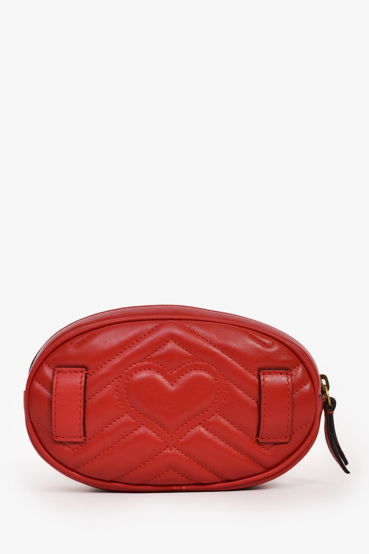Gucci Red Chevron Leather Marmont Belt Bag