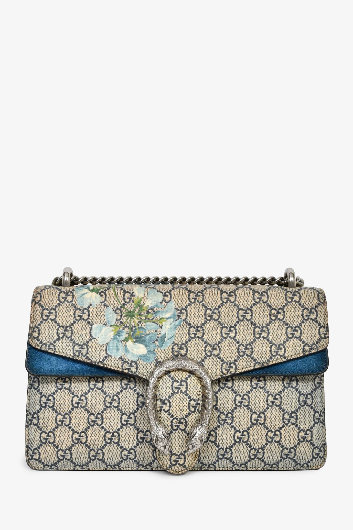 Gucci GG Supreme Monogram Blue Blooms Medium Dionysus Shoulder Bag