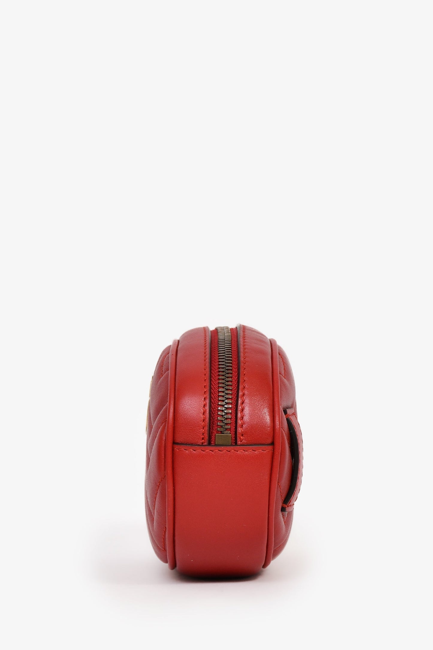 Gucci Red Chevron Leather Marmont Belt Bag