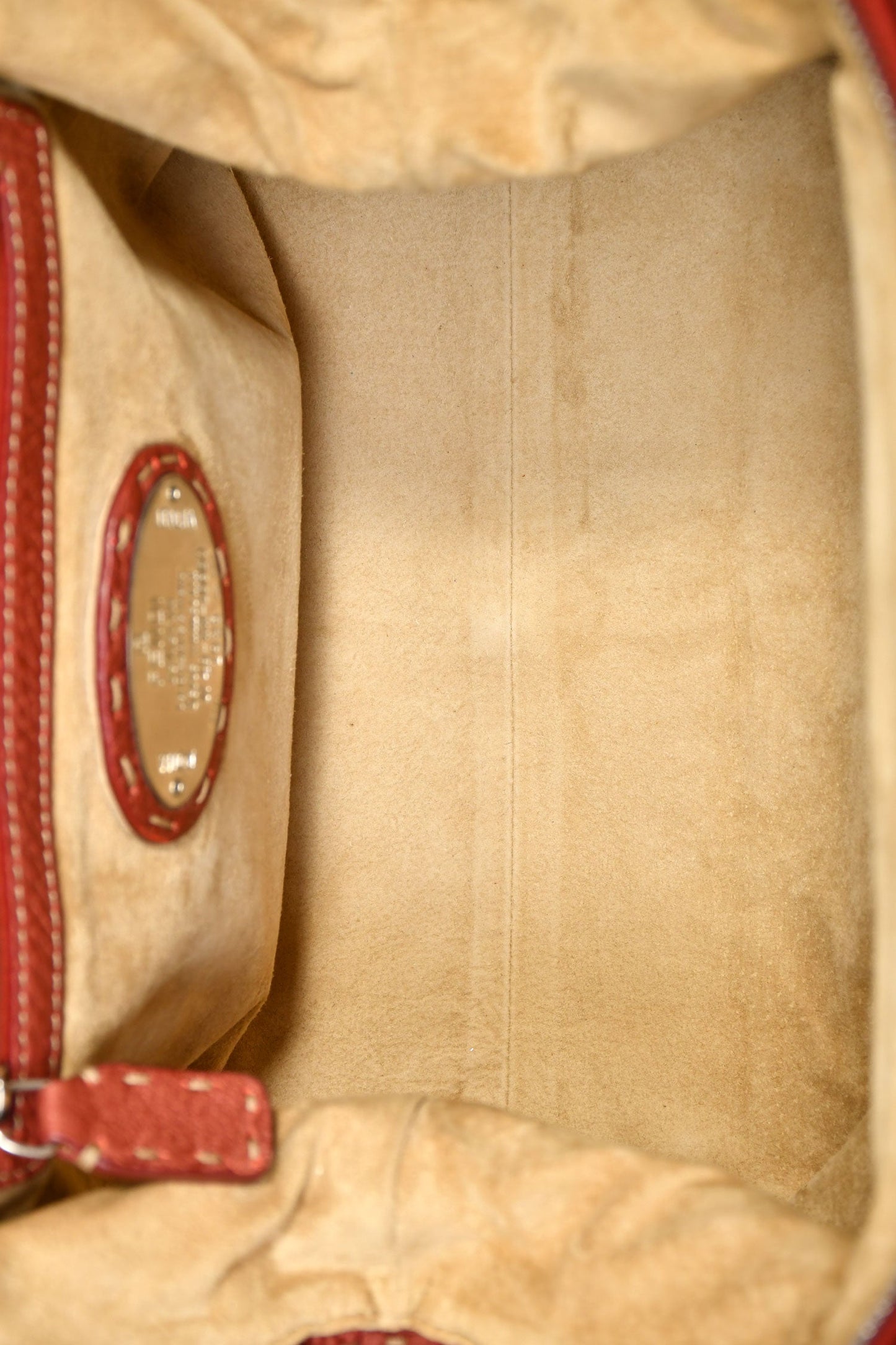 Fendi Red Leather Selleria Top Handle Bag