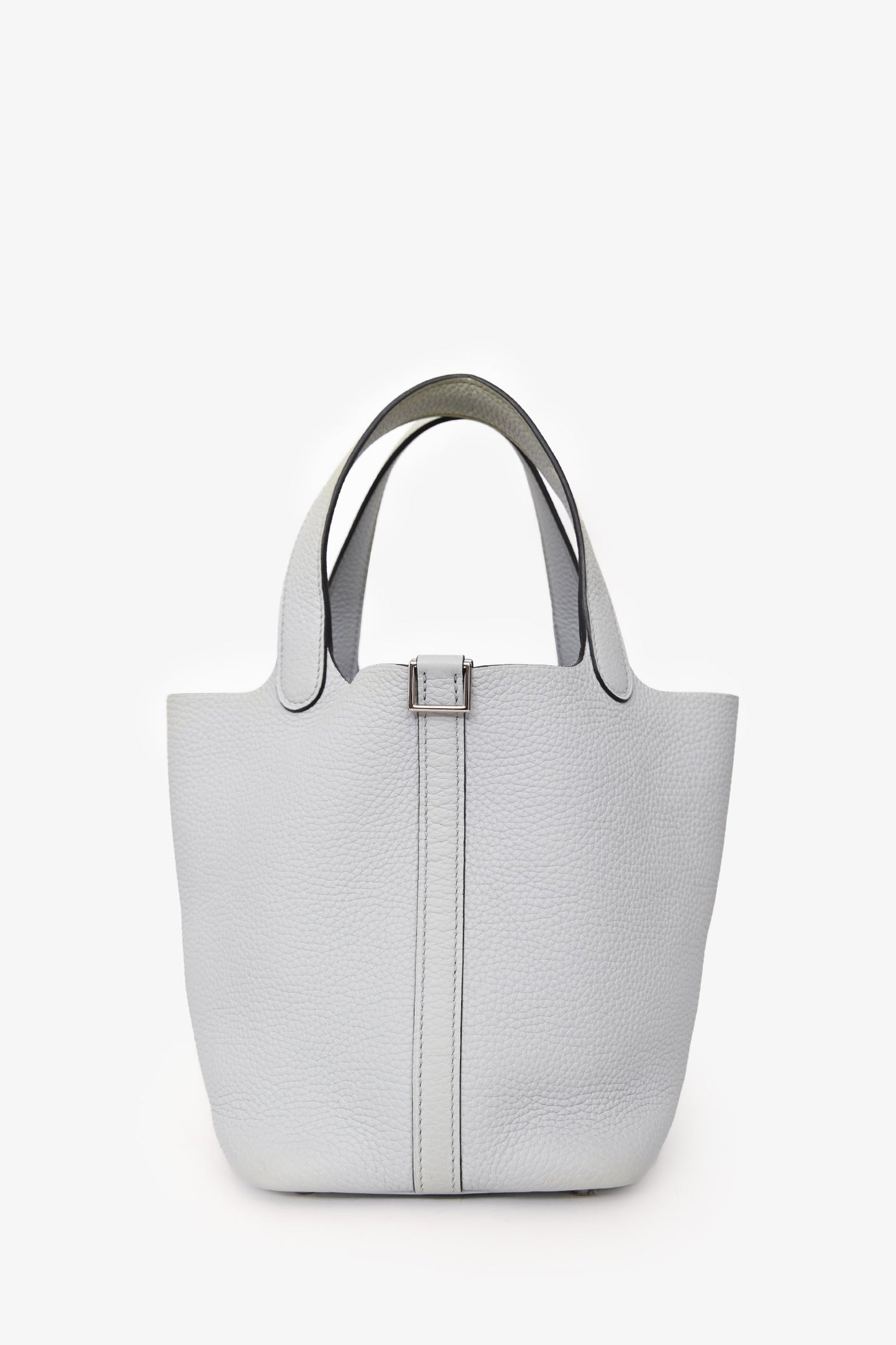 Hermès 2021 Pale Blue Clemence Leather Picotin 18 PHW
