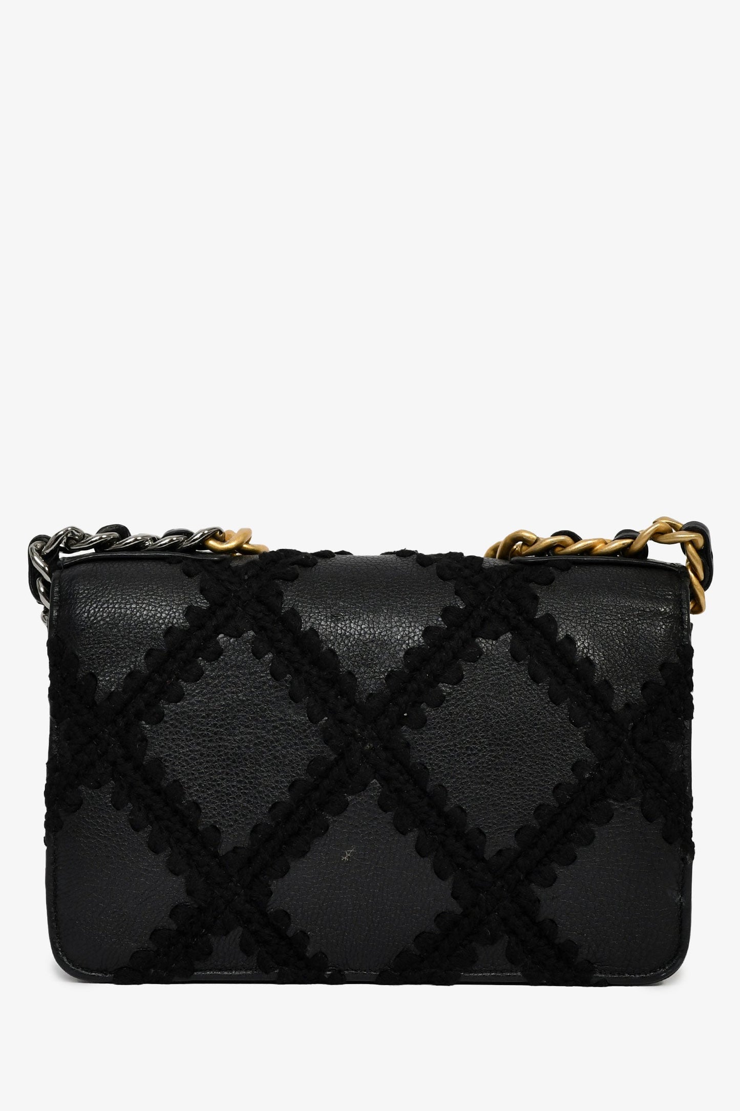 Chanel™ 2020 Black Leather Crochet Chanel™ 19 Wallet On Chain