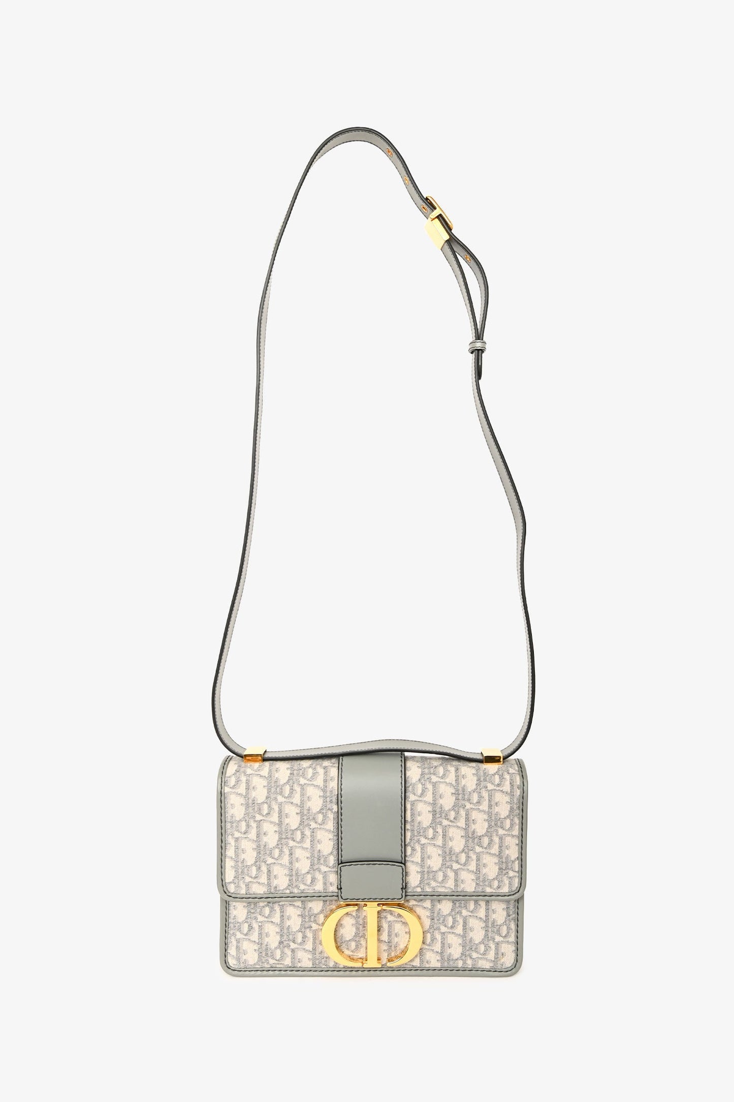 Christian Dior 2022 Grey Leather Oblique '30 Montaigne' Shoulder Bag