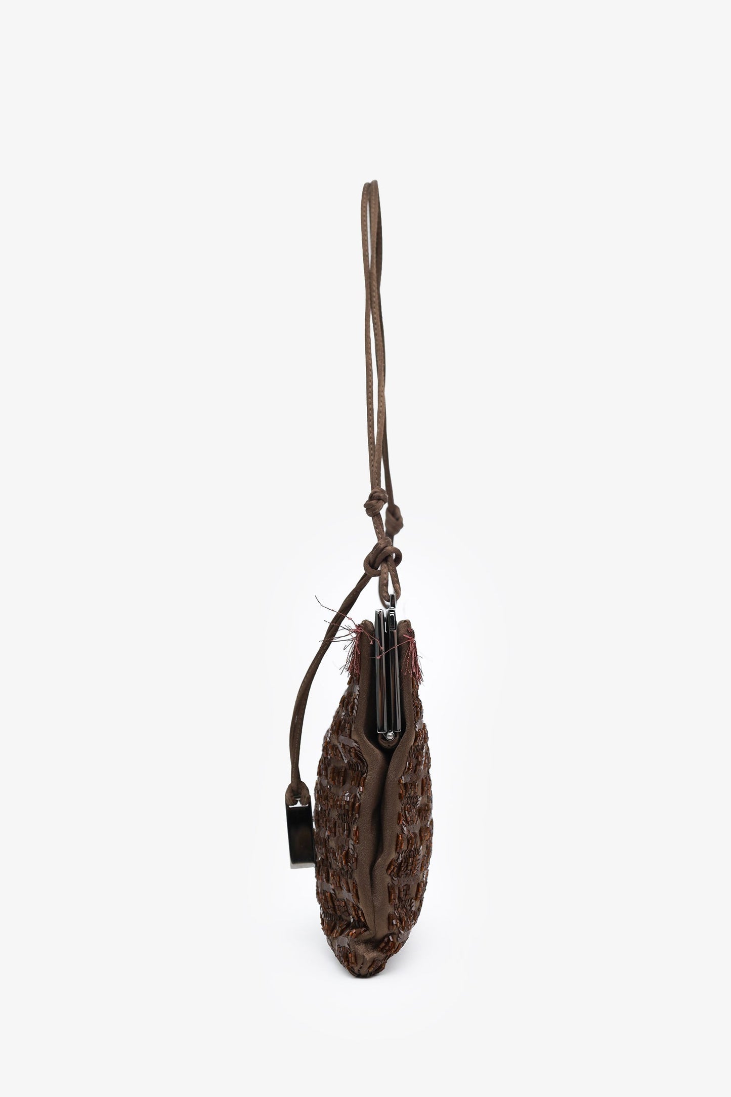 Gucci Brown Sequin Beaded Tassel Shoulder Bag