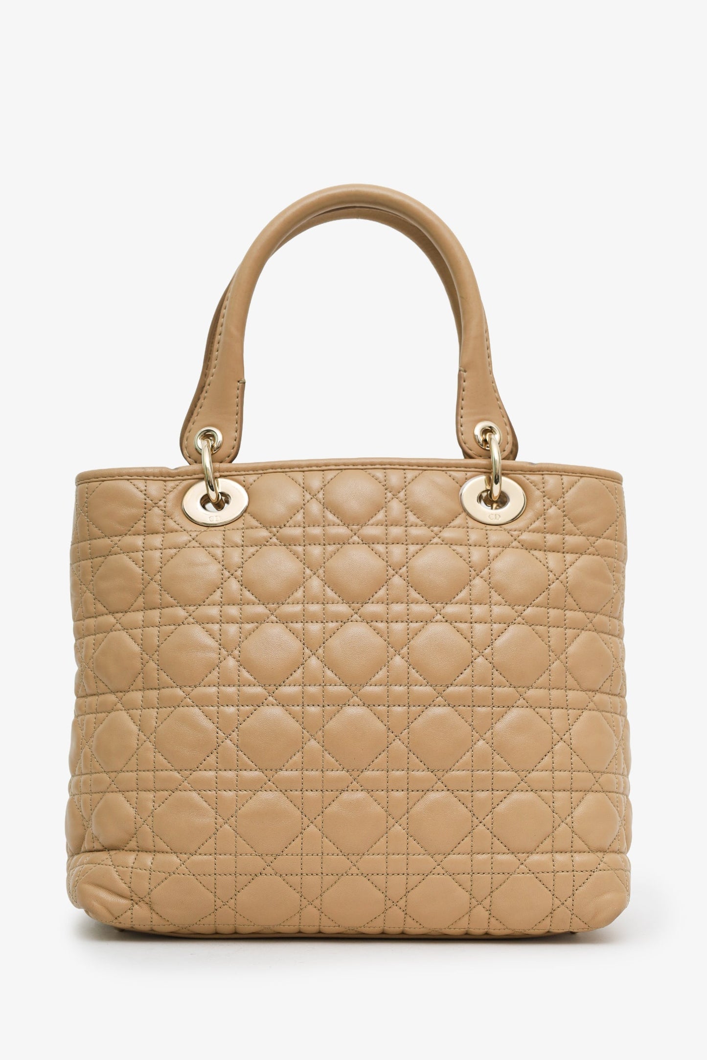 Christian Dior 2010 Beige Cannage Leather Soft Lady Dior Tote