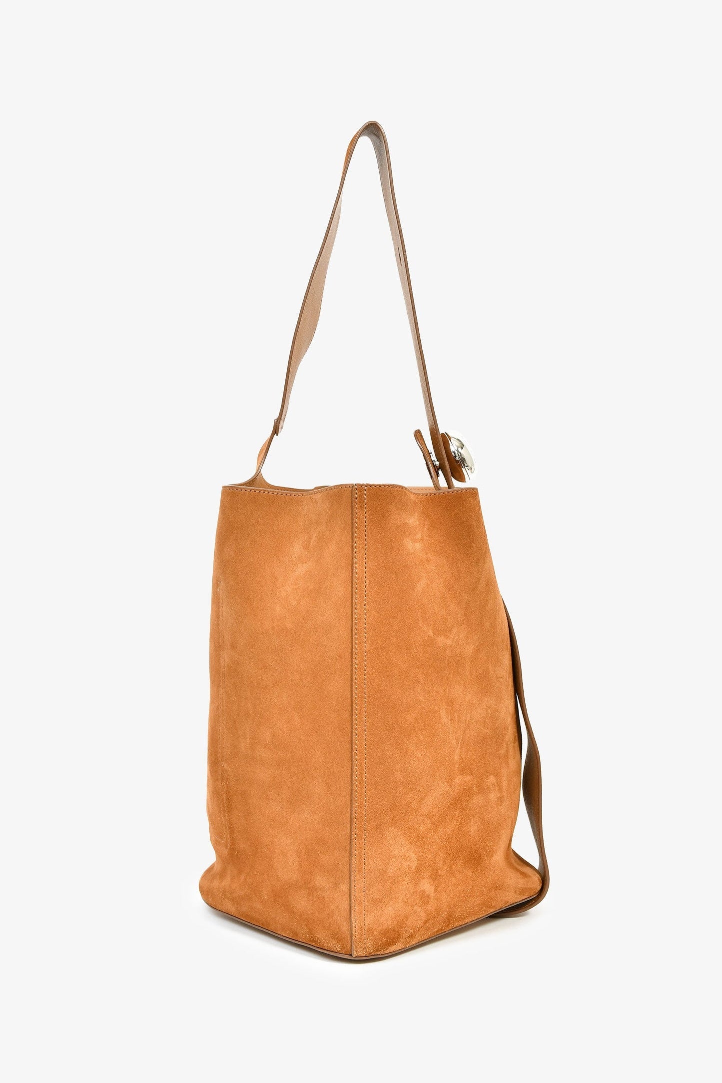 Loewe 2025 Brown Suede Medium Pebble Bucket Bag