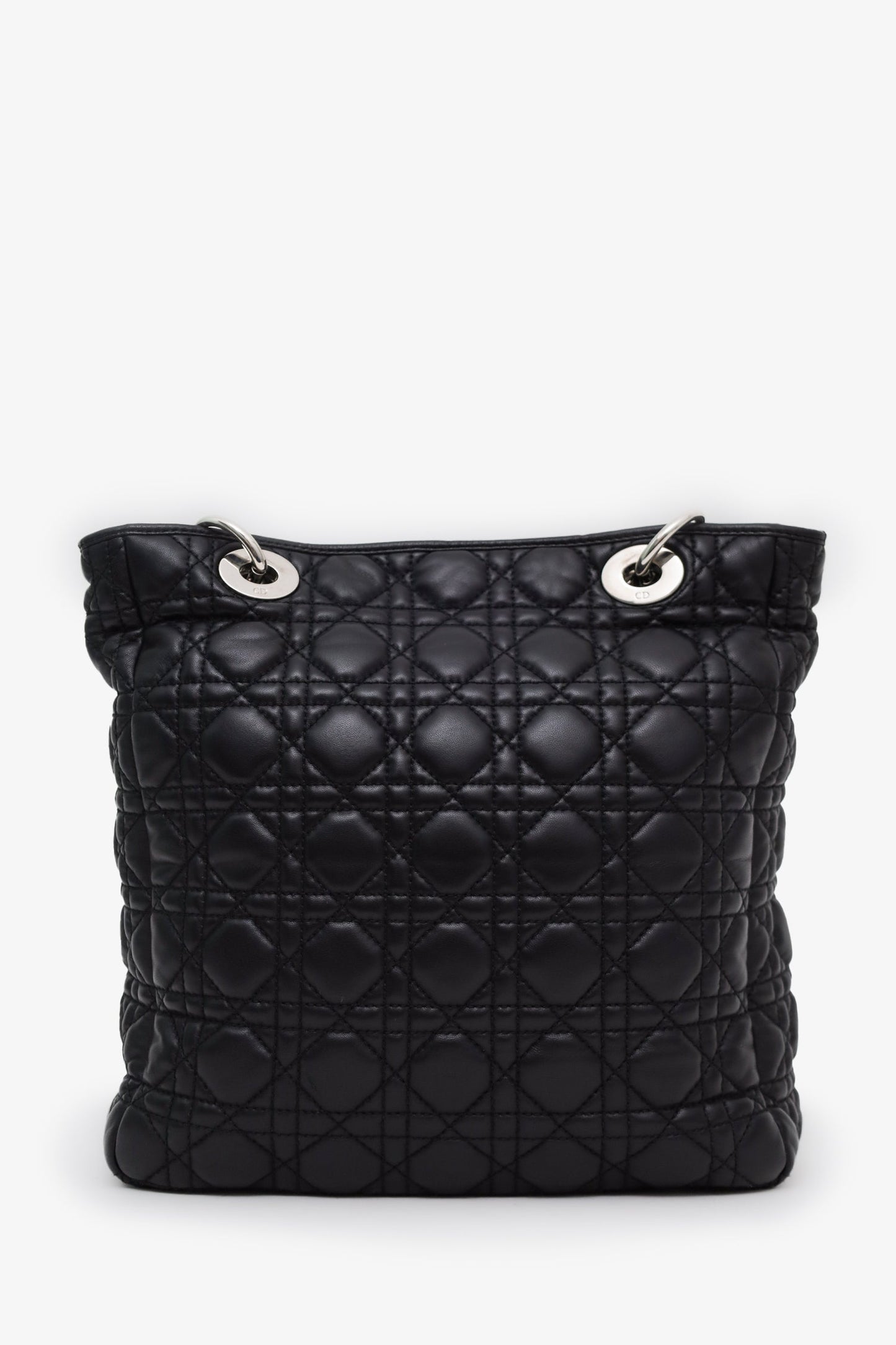 Christian Dior 2008 Black Cannage Lambskin Dior Soft Shopping Tote Bag