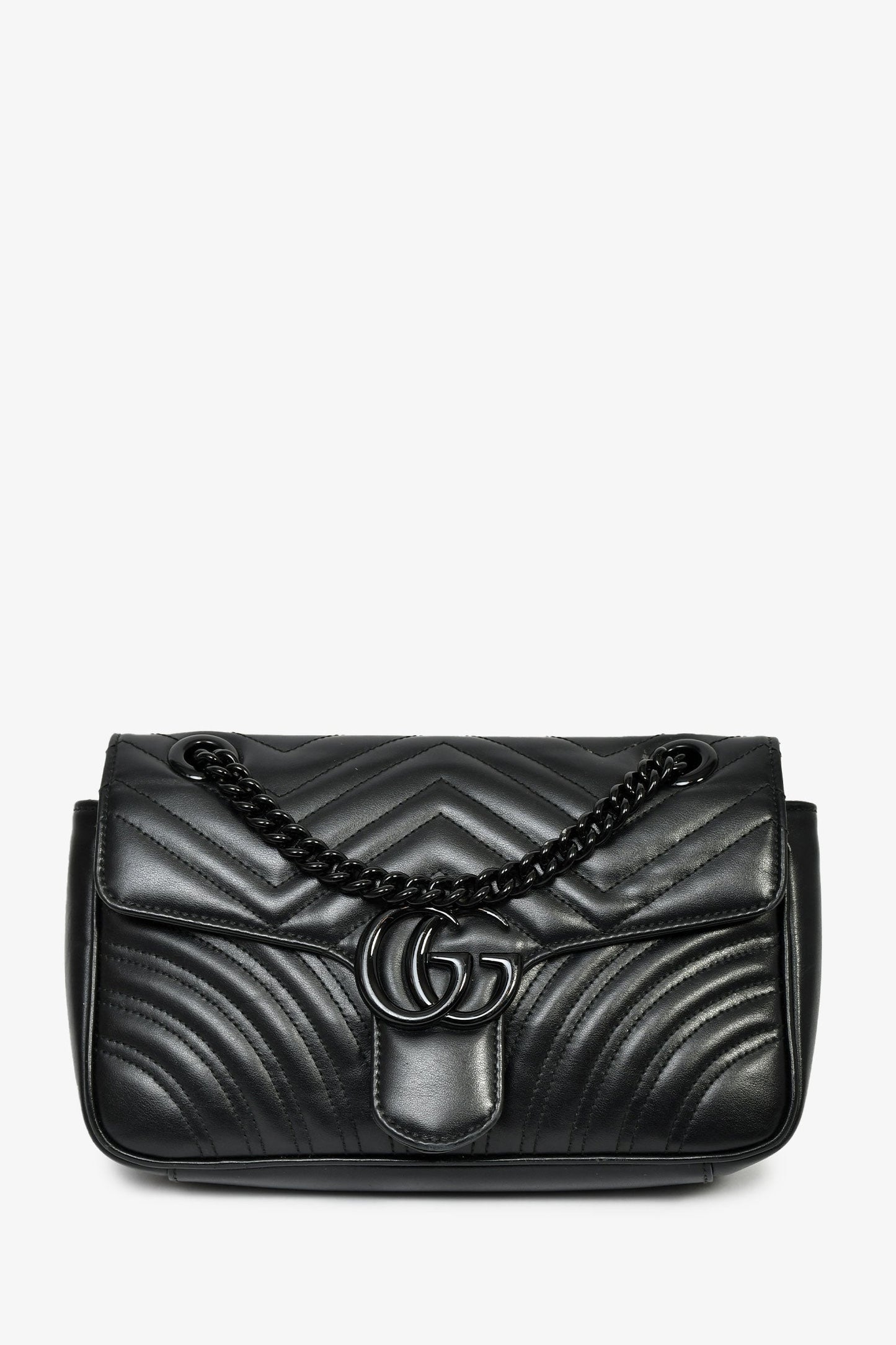 Gucci Black Leather Marmont Medium Shoulder Bag