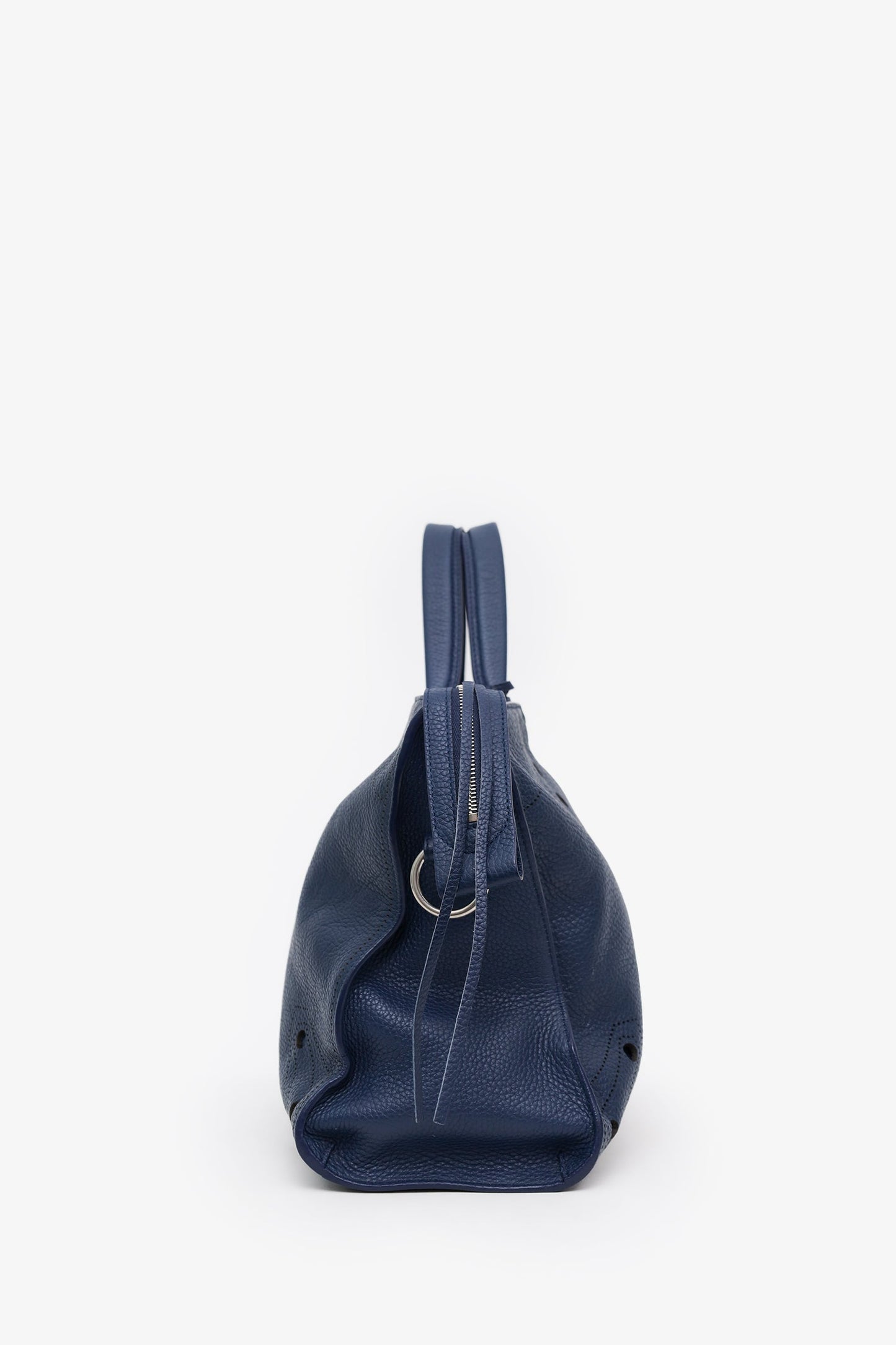Balenciaga Blue Leather Blackout City Bag With Strap
