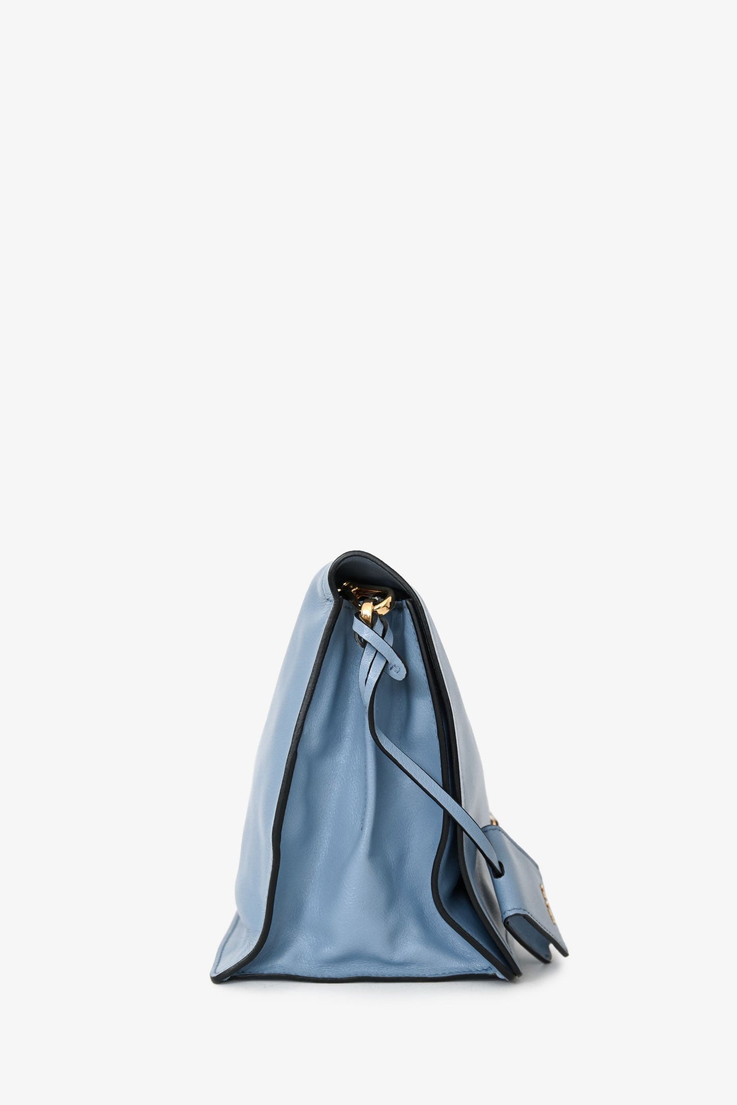 Prada 2019 Blue Glace Calf Flap Messenger Shoulder Bag