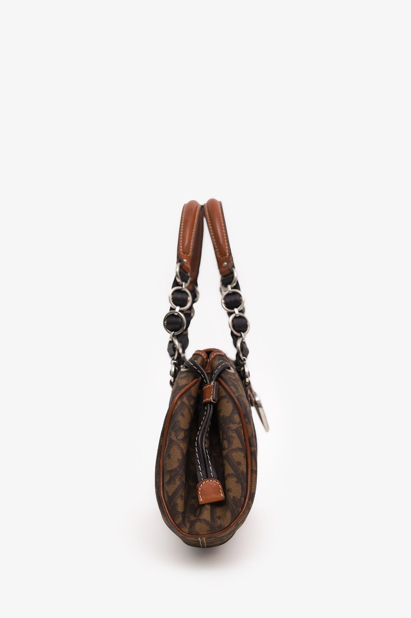 Christian Dior 2007 Brown Monogram Romantique Trotter Flap Bag