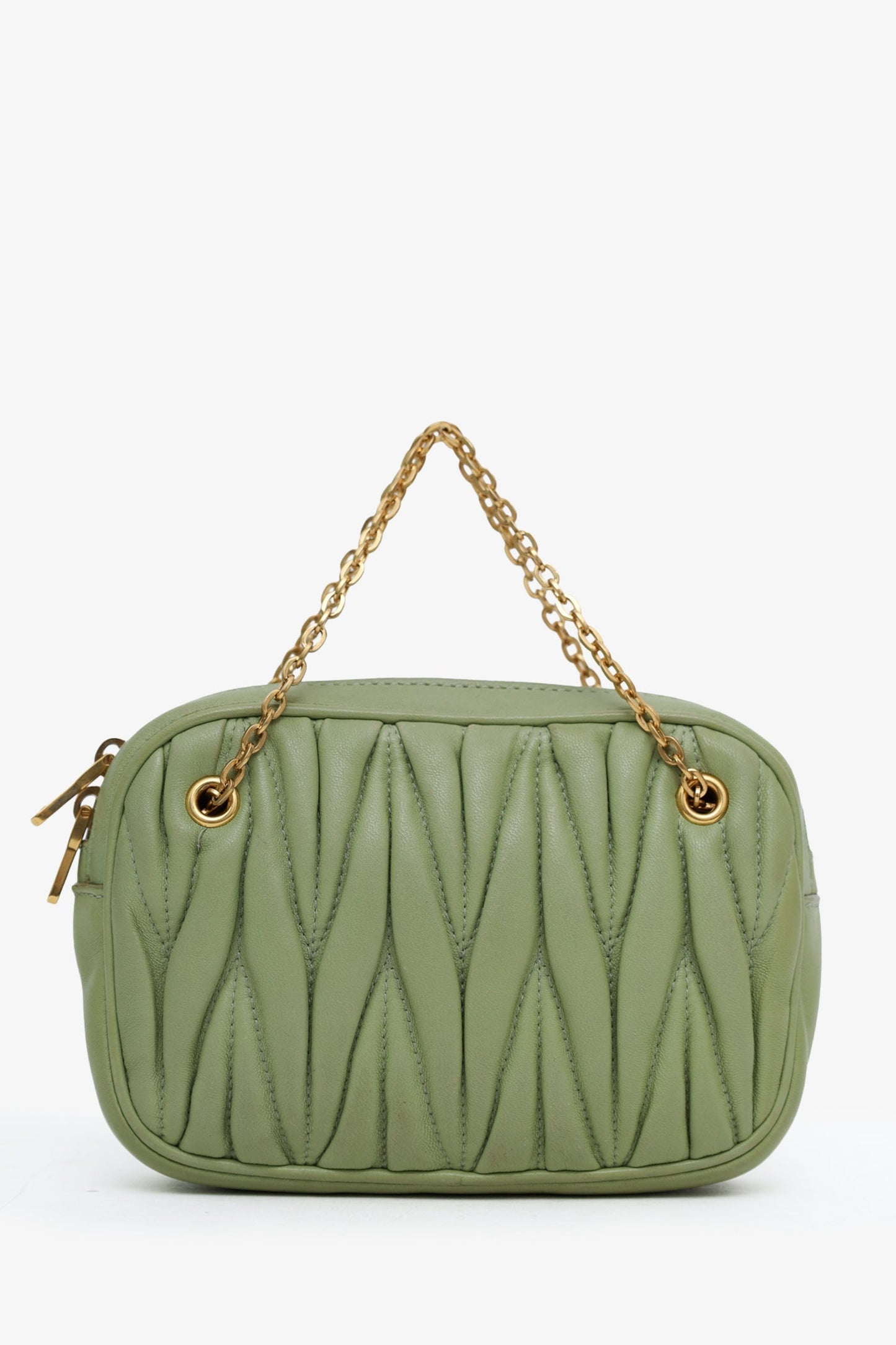 Miu Miu Green Matelassé Nappa Leather Mini Chain Bag