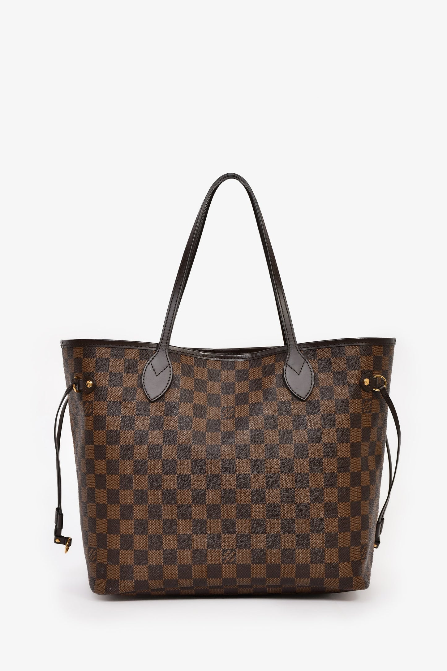Louis Vuitton Brown Damier Ebene Cerise Red Neverfull MM with Pouch