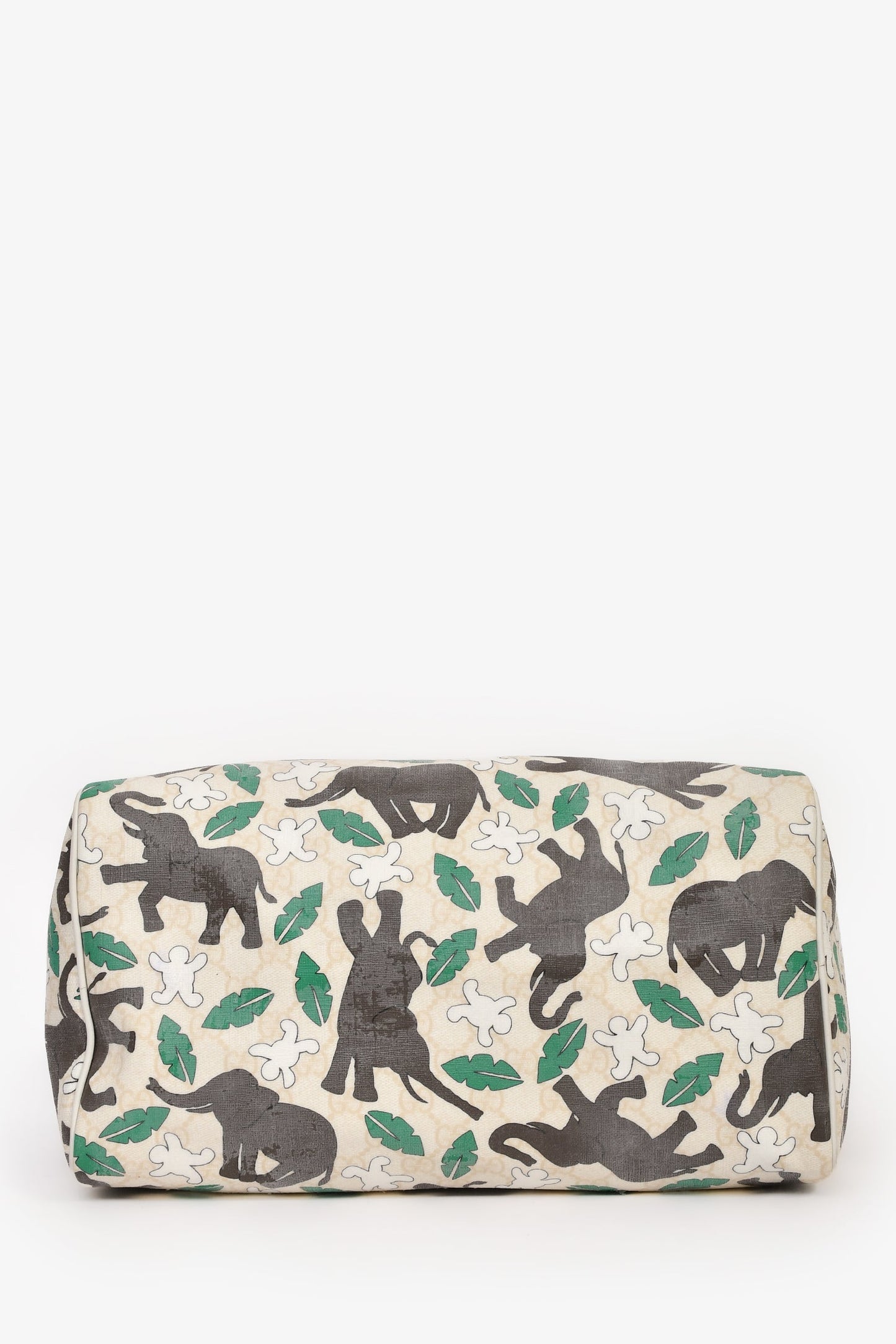 Gucci Beige/Green Canvas 'Unicef' Elephant Graphic GG Boston Bag