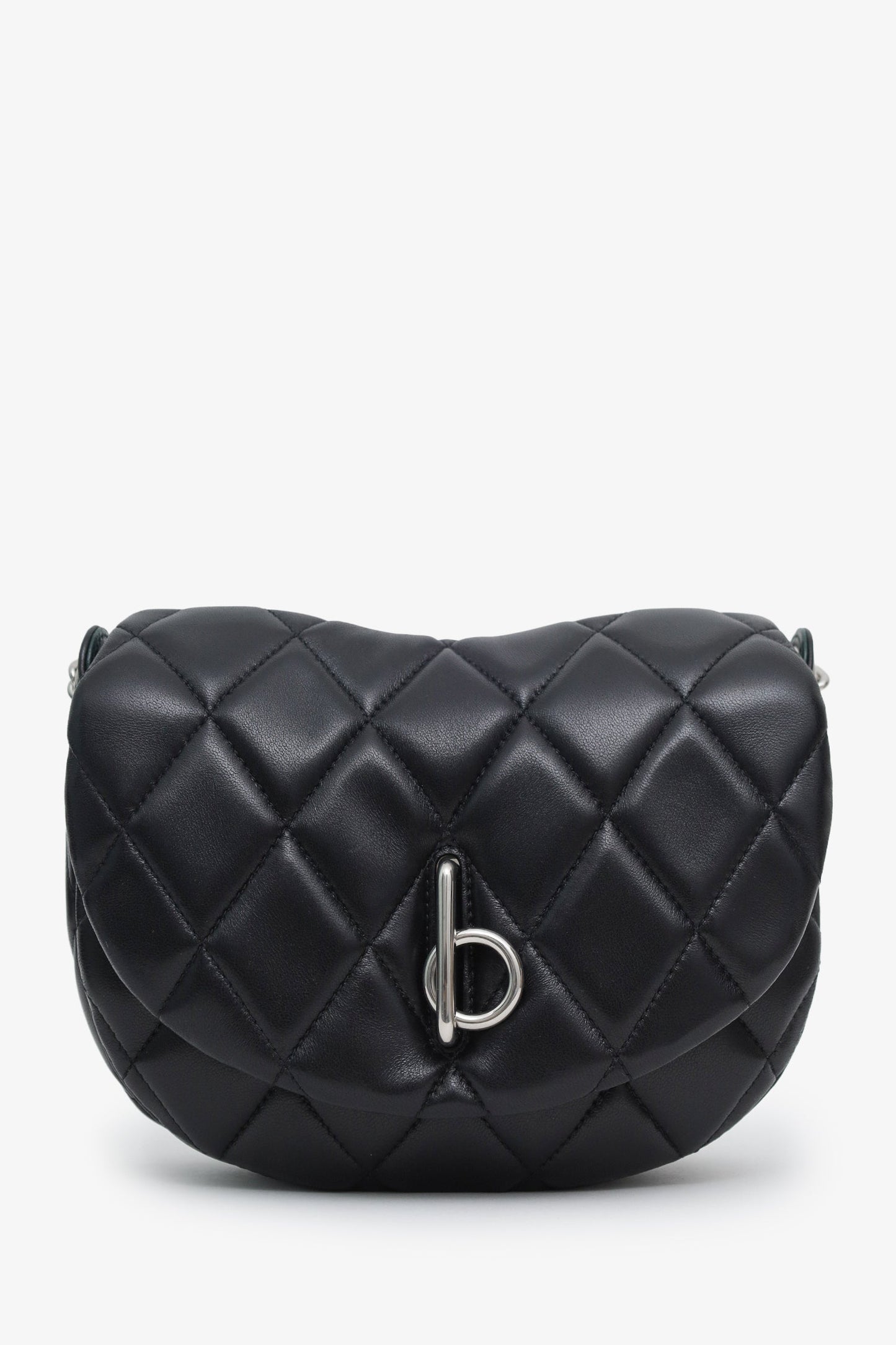 Burberry Black Quilted Leather Rocking Horse Crossbody Bag SHW