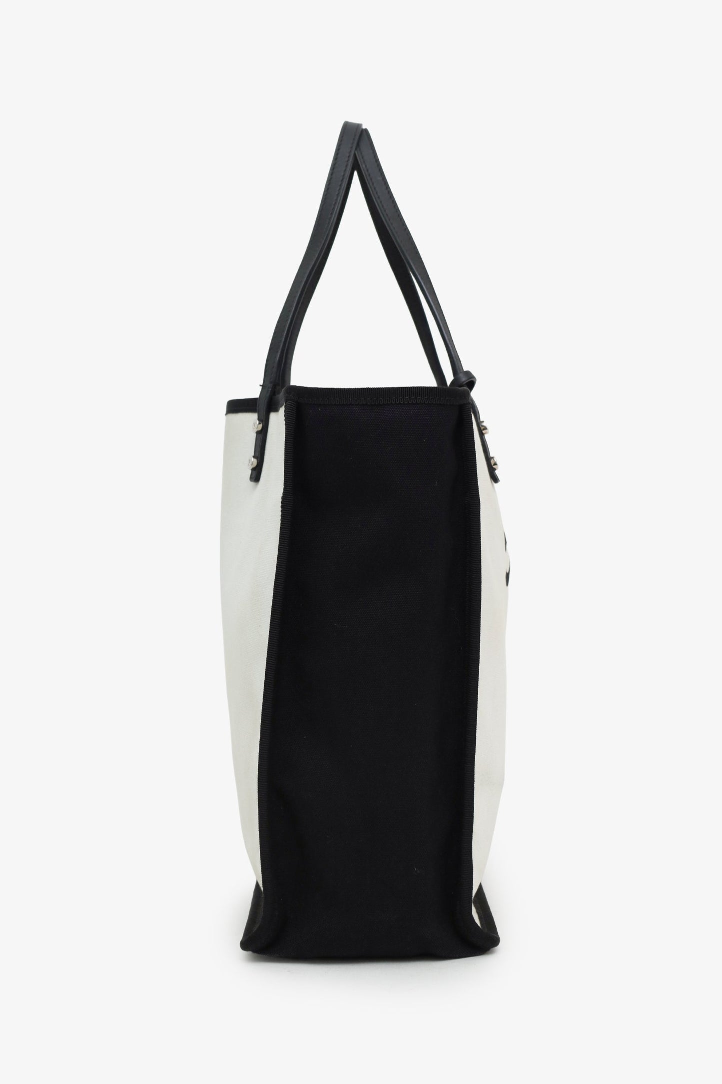 Chanel™ 2014 15 White/Black Canvas 5x5 Small Tote
