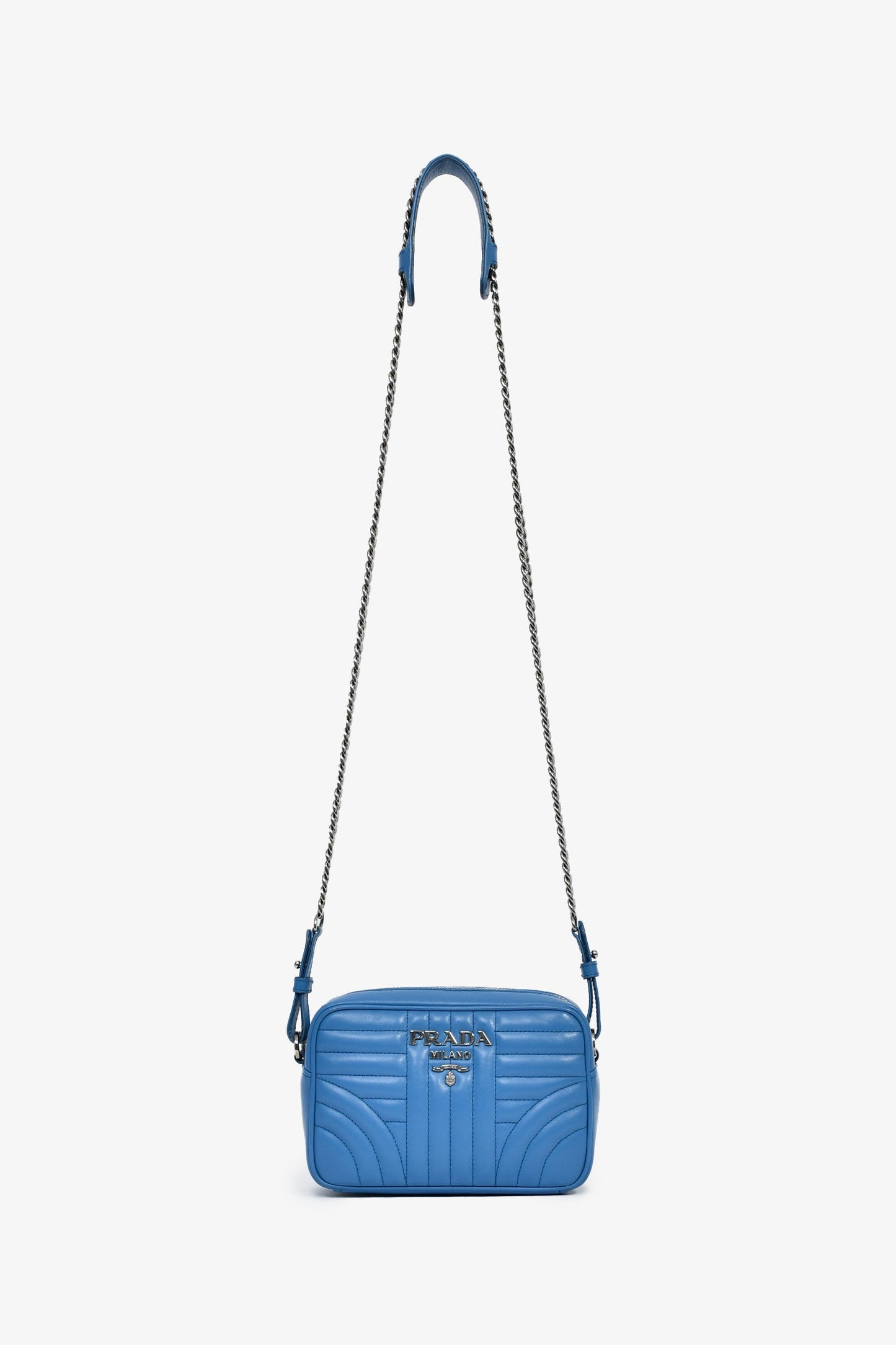 Prada Blue Calfskin Leather Diagramme Camera Bag