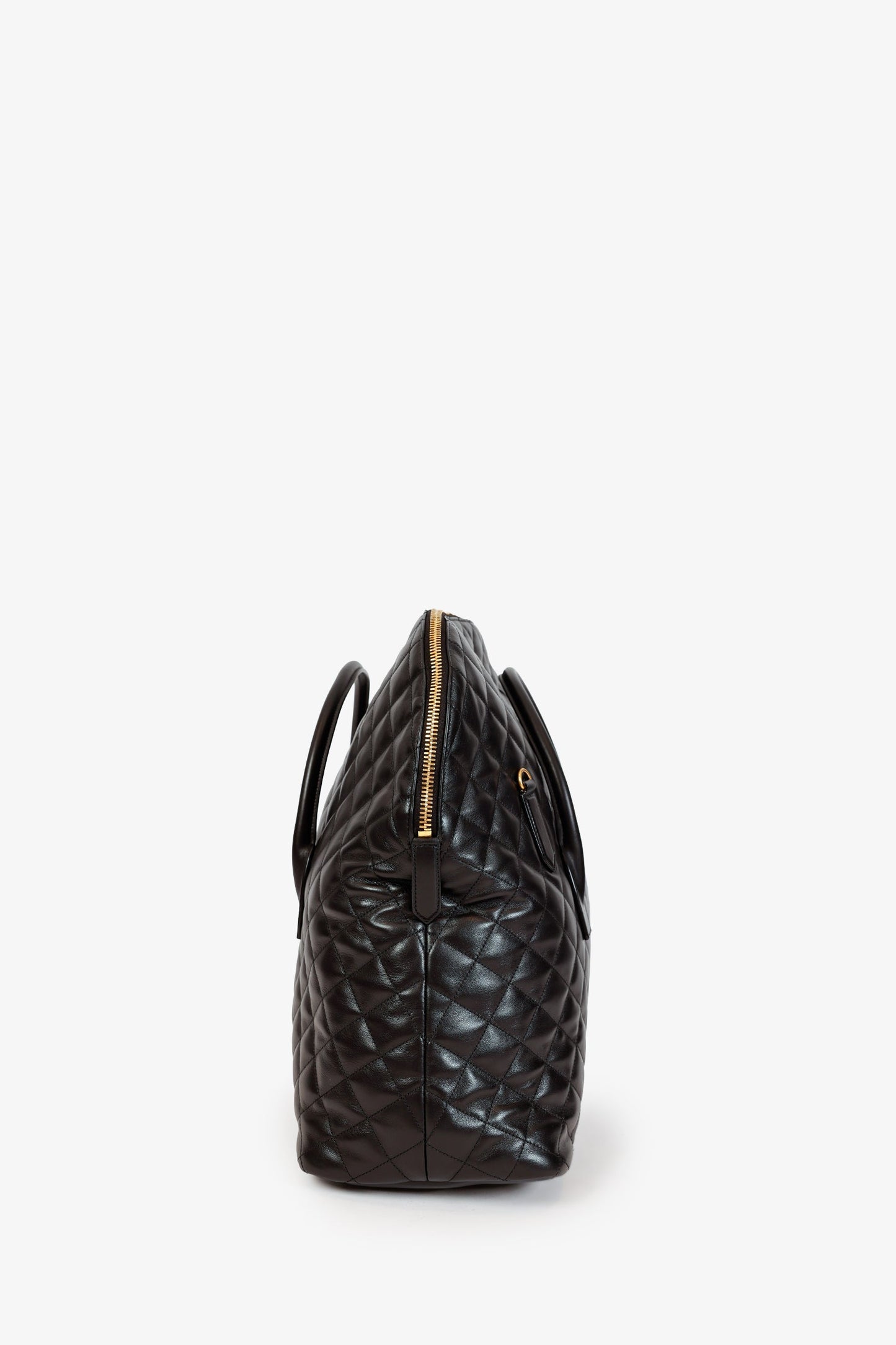 Saint Laurent Black Calfskin Quilted ES Giant Travel Bag With Strap