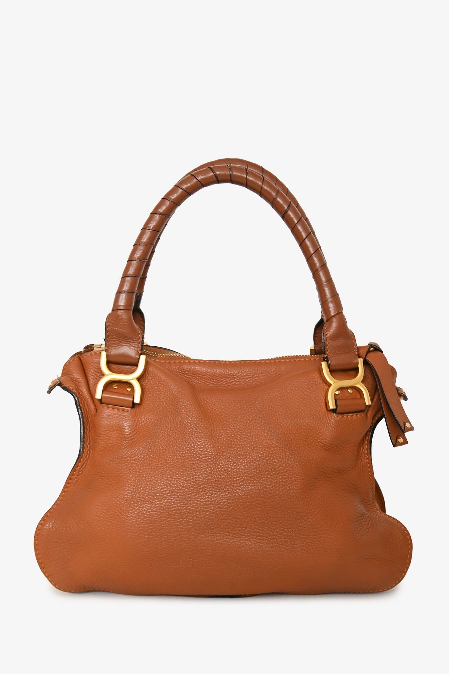 Chloe Brown Leather Medium Marcie Shoulder Bag with Strap