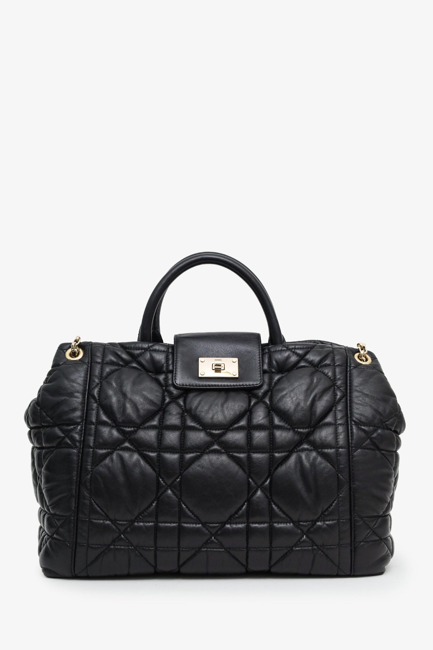 Christian Dior 2012 Black Cannage Lambskin Milly La Foret Shopping Tote