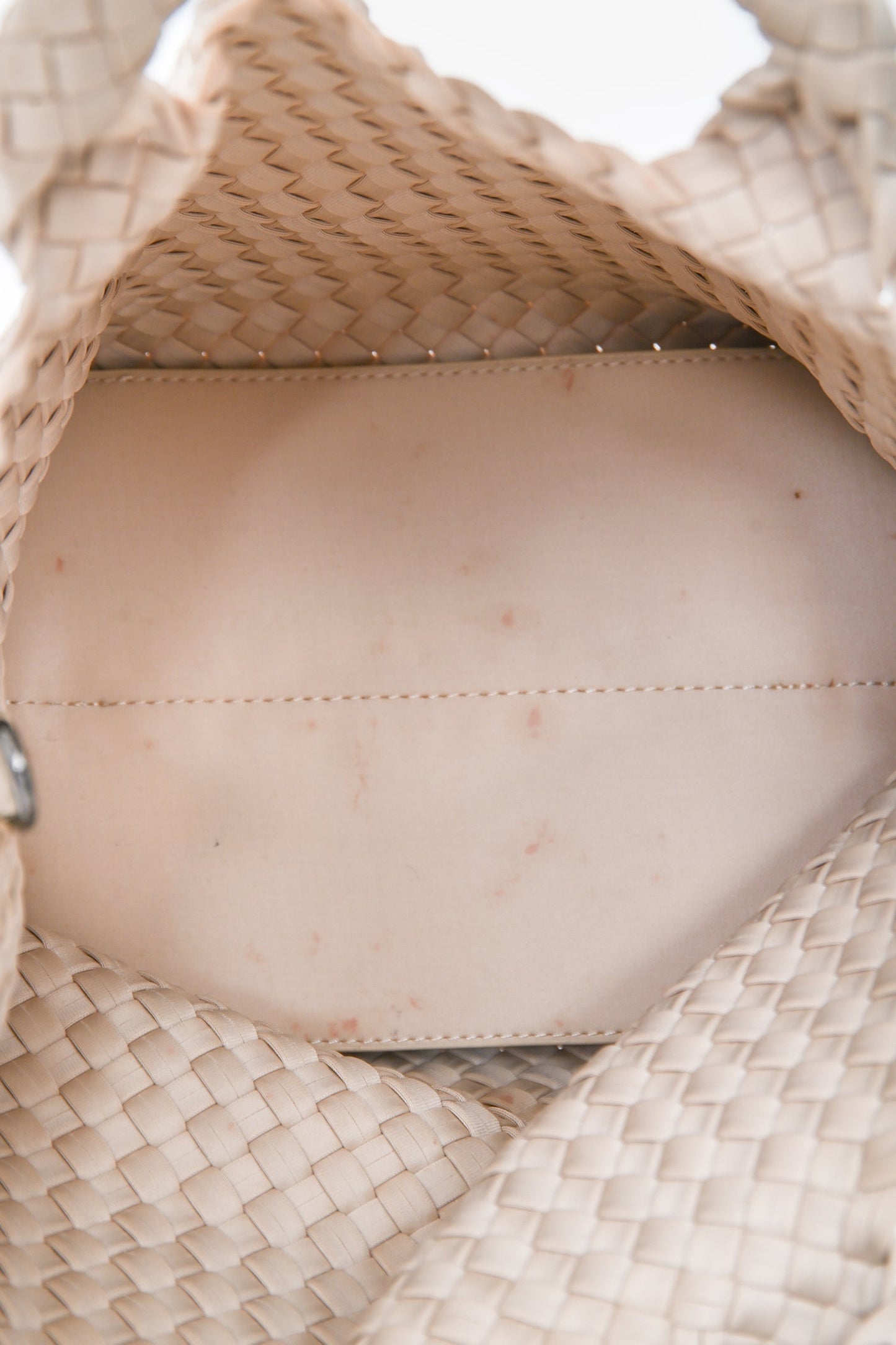 Naghedi Cream Woven Fabric Petite St. Barths Neoprene Tote Bag with Pouch