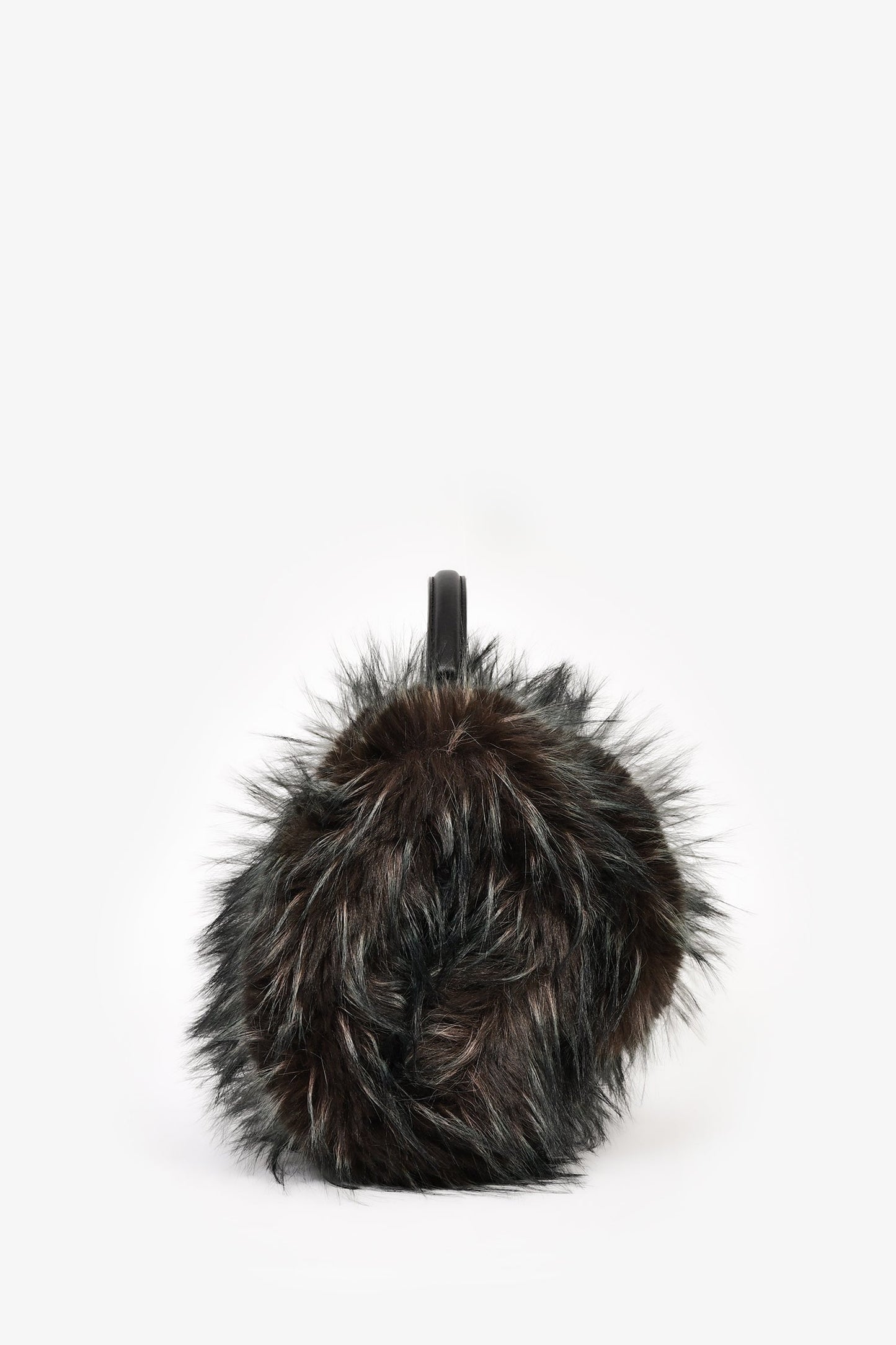 Sacai Black/Green Faux Fur Muff Top Handle Bag