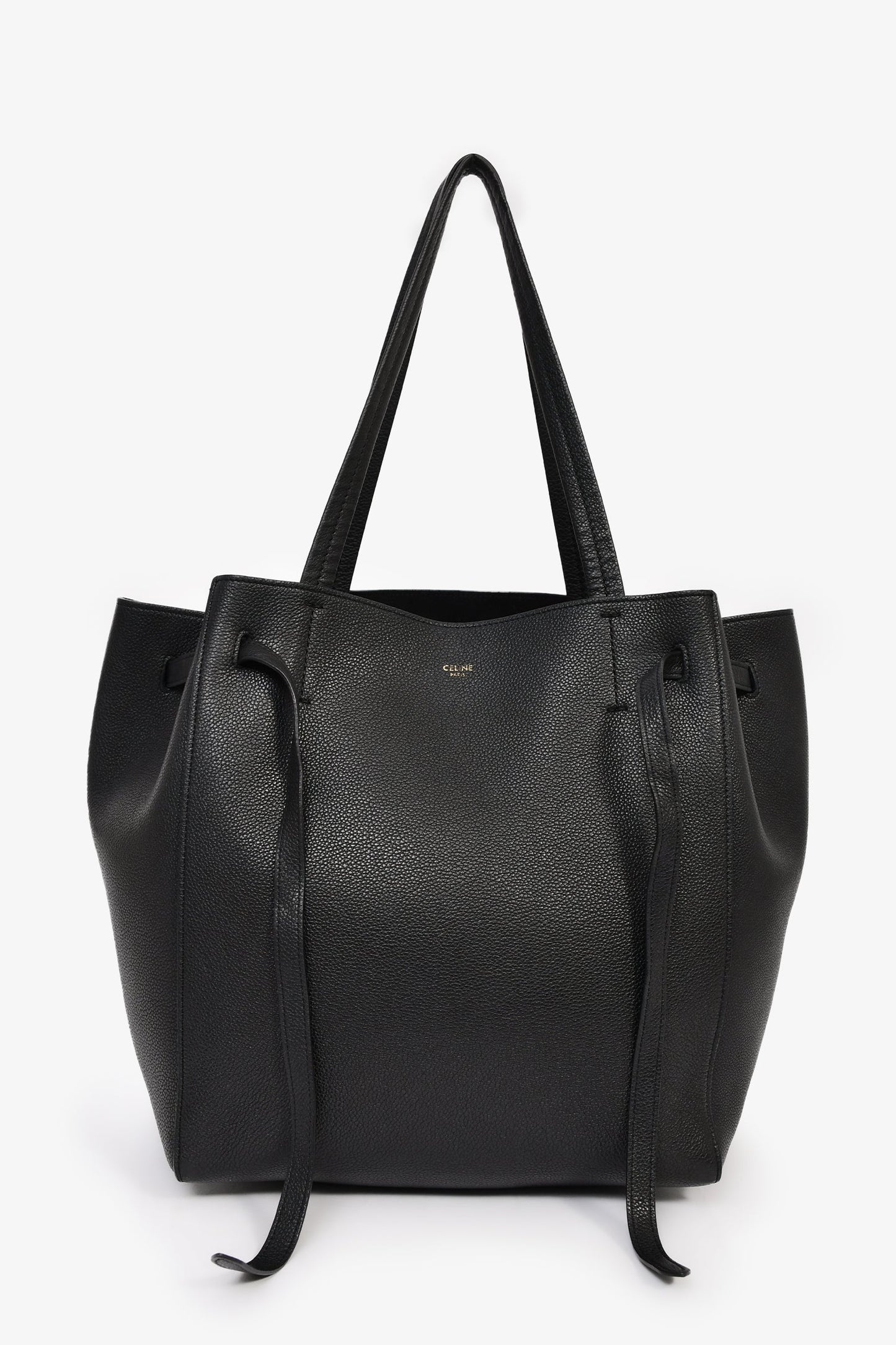 Celine 2022 Black Grained Leather Cabas Tote