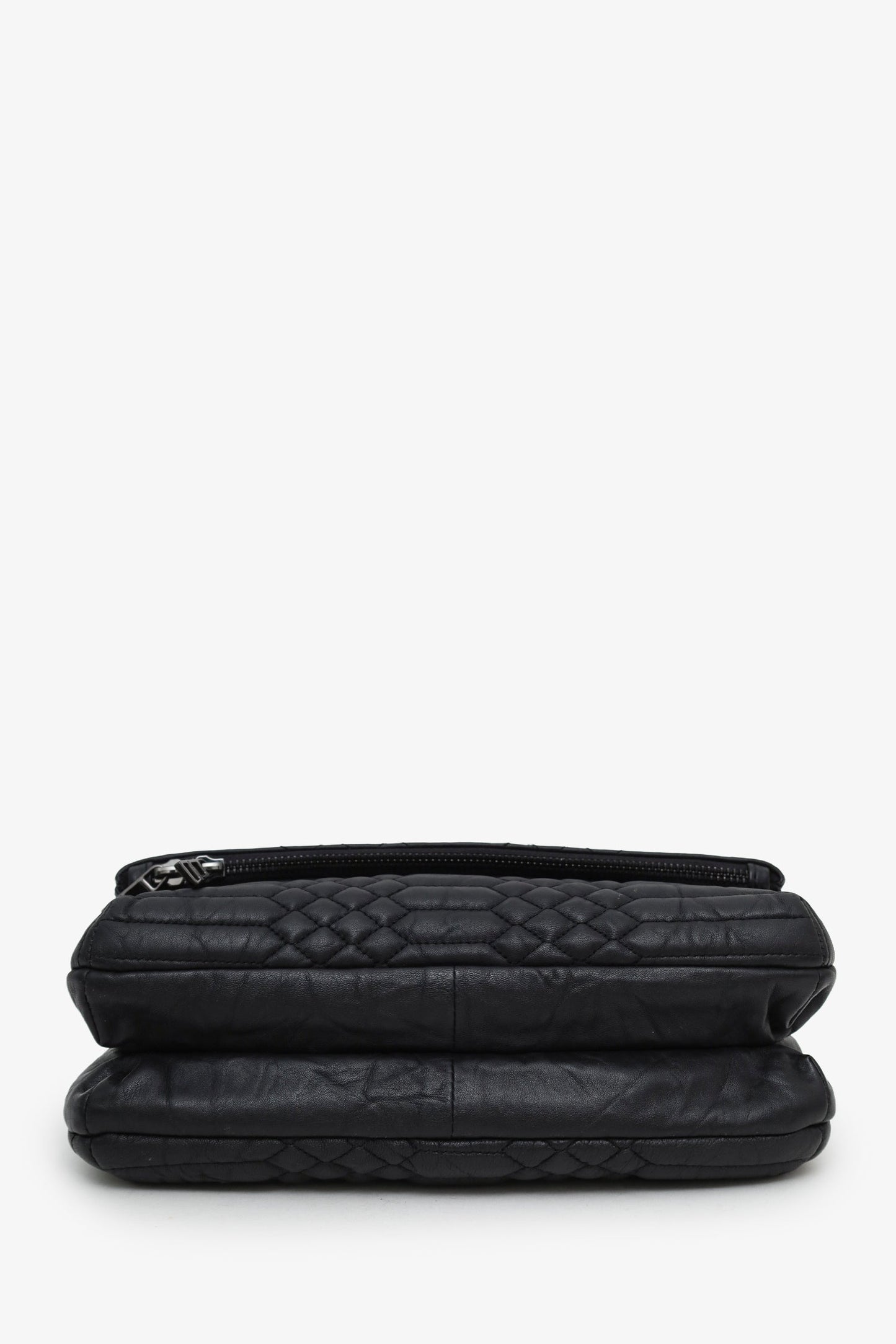 Zadig & Voltaire Black Quilted Leather Rocky Mat Clutch with Chain