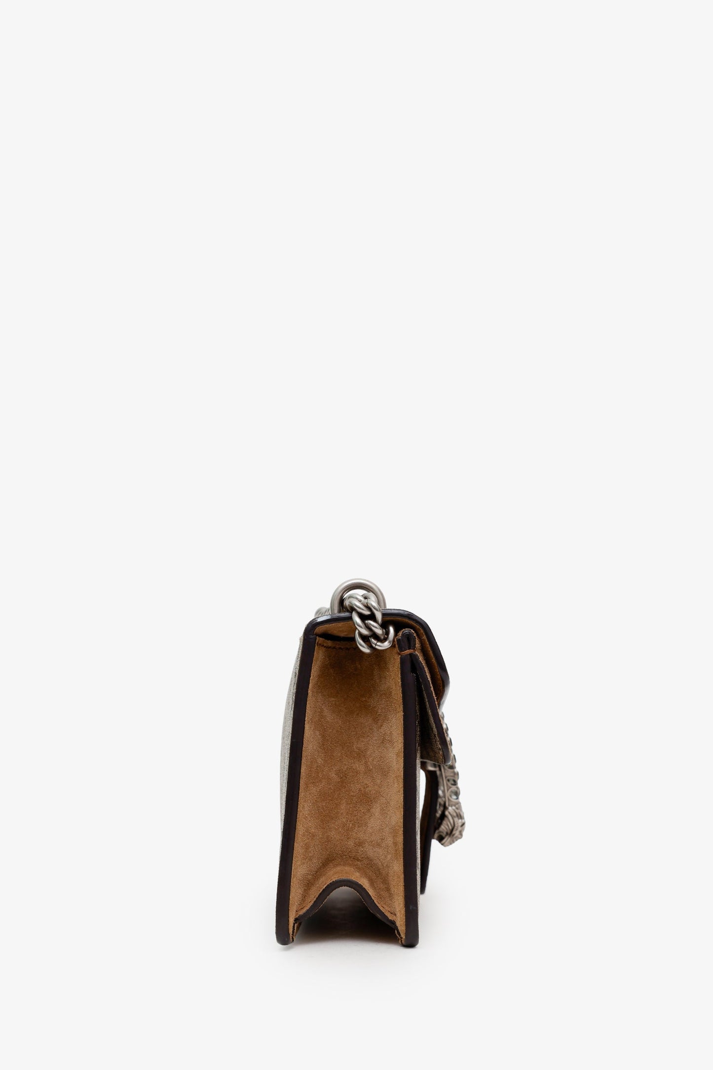 Gucci Beige GG Supreme Monogram Suede Crystal Small Dionysus Shoulder Bag