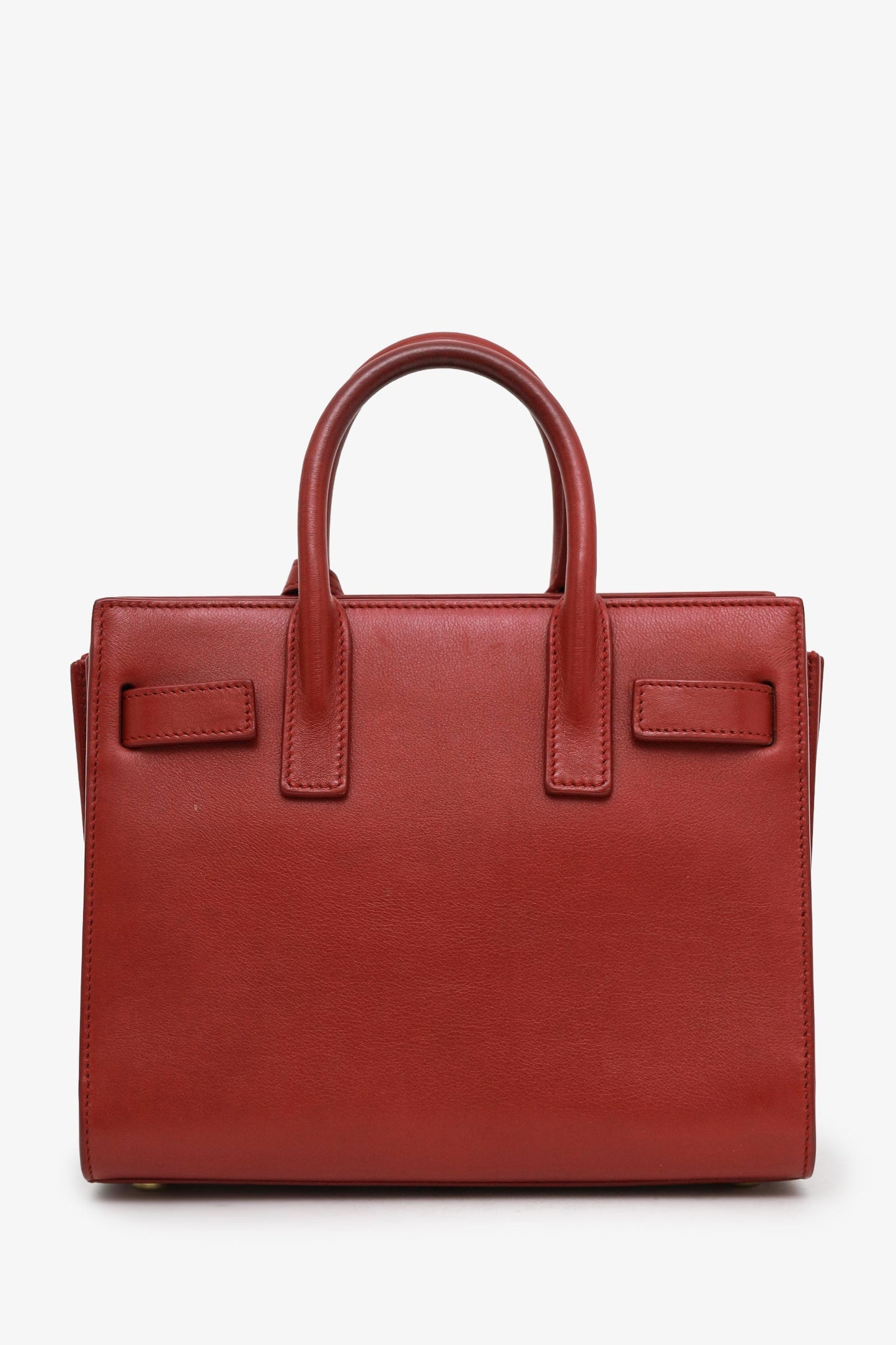 Saint Laurent Burgundy Leather Sac De Jour Nano Tote Bag With Strap