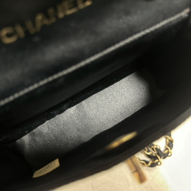 Chanel  1986 1988 Cf Black Gold Mini 14 Little Golden Bean Handbag